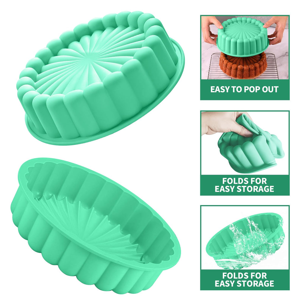 10Inch Charlotte Cake Pan Silicone,Nonstick Round Silicone Baking Mold,Round Silicone Cake Molds for Cheesecake,Strawberry Shortcake Brownie Tart Pie