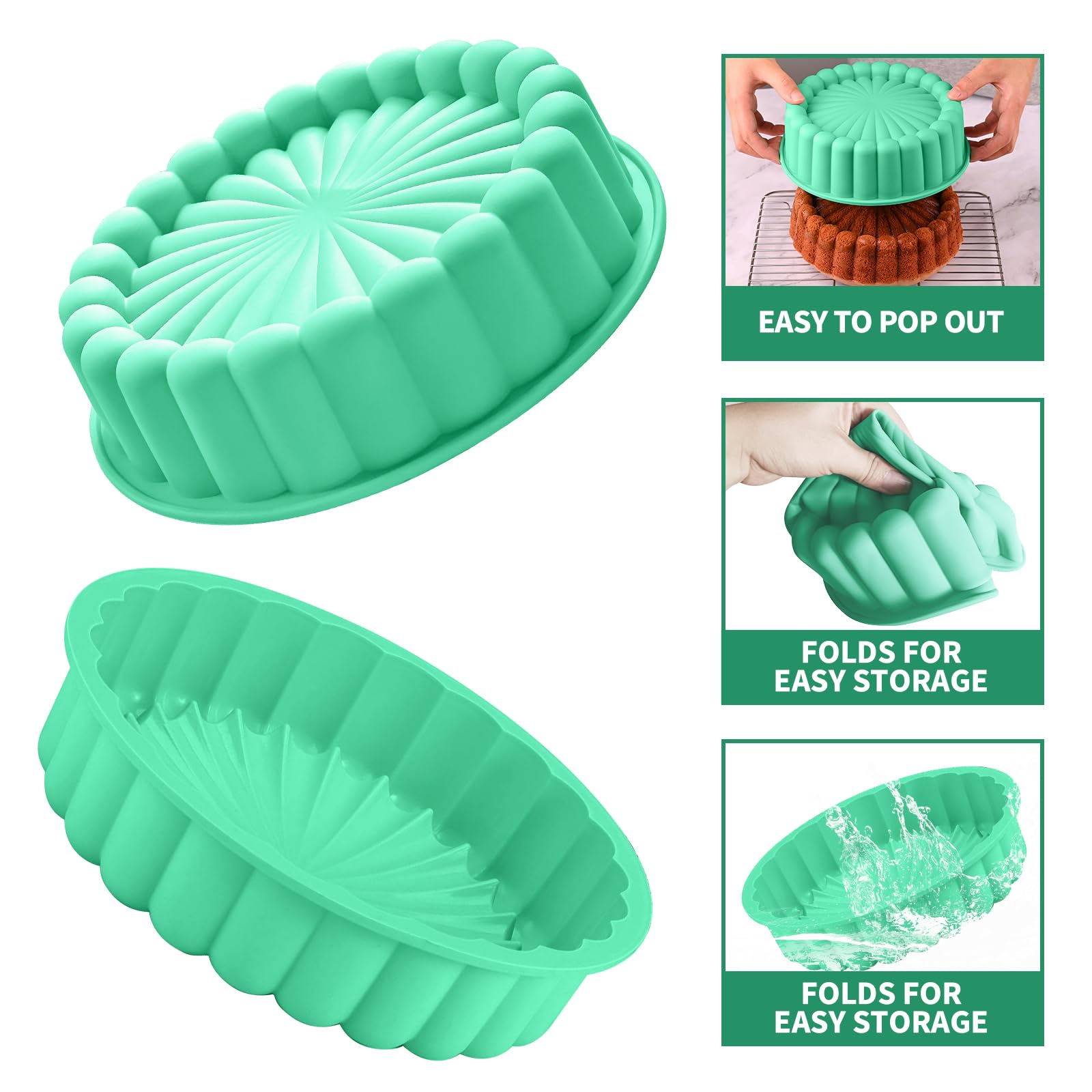 10Inch Charlotte Cake Pan Silicone,Nonstick Round Silicone Baking Mold,Round Silicone Cake Molds for Cheesecake,Strawberry Shortcake Brownie Tart Pie