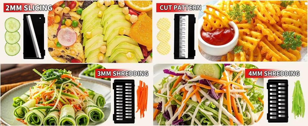 Vegetable Chopper Cutter Mandoline Slicer Cheese Grater - Food Onion Salad Veggie Chopper with Container, French Fry Potato Dicer Slicer and Cutter - Kitchen Tools Gadgets (8-in-1 Black)