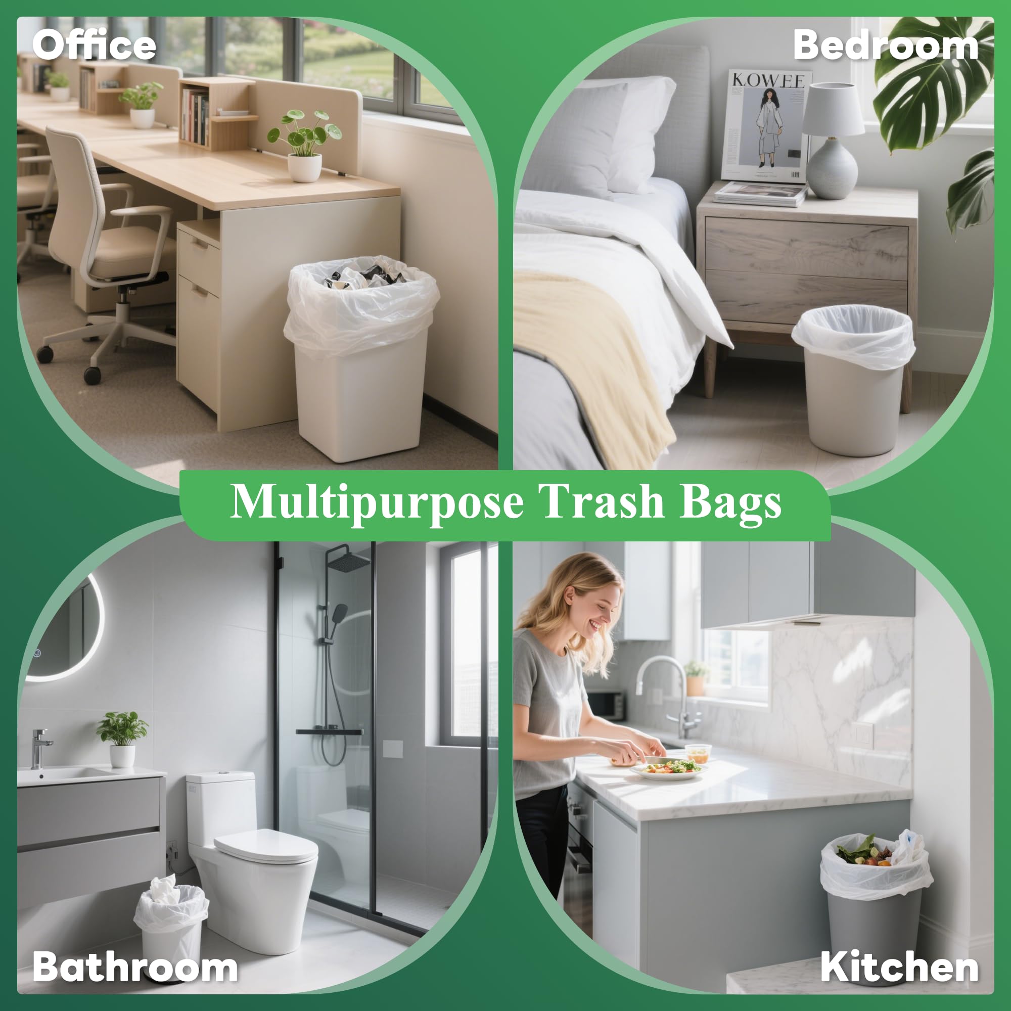 Small Trash Bags 1.2 Gallon, Biodegradable Gallon Waste Bag, Mini Compostable Strong Bathroom Wastebasket Can Liners Garbage Bags for Home Office Kitchen Fit 5 Liter 5L, 1 Gal, White 120 Pcs