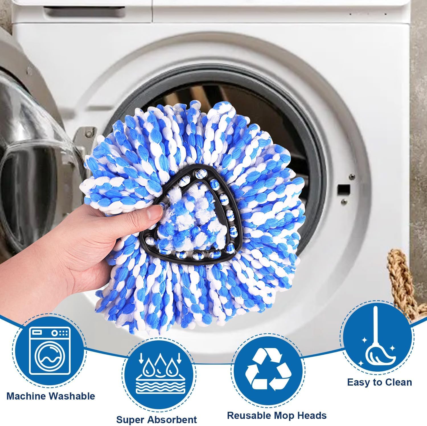Spin Mop Replacement Head for O-Cedar RinseClean 2-Tank System, 360° Microfiber Mop Head Refill, Easy Cleaning Mop Pads, Machine Washable