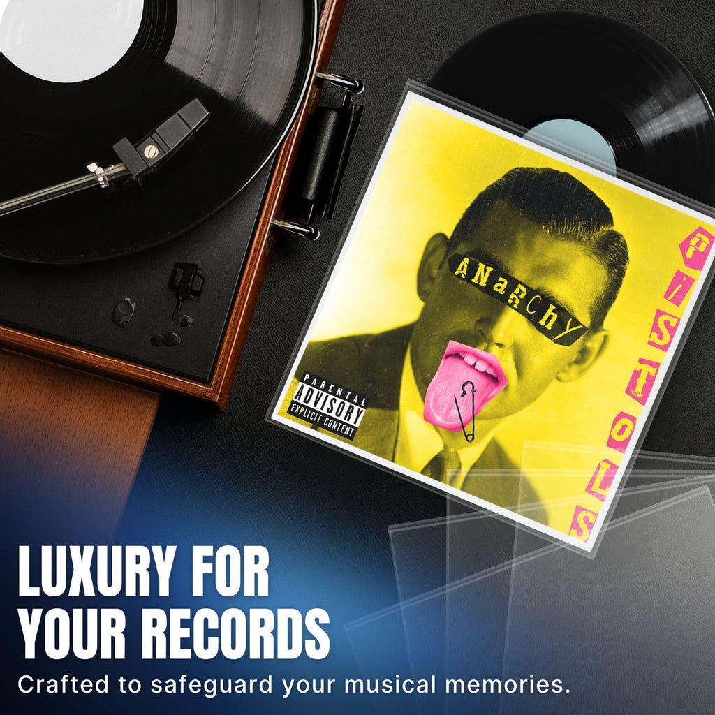TNP 100 Vinyl Outer Sleeves Cover - Thick 3 Mil Vinyl Record Album Protective Sleeves 12.75" x 12.75" - Crystal Clear Plastic Record Sleeve for Single & Double LP Album Covers Storage Collection