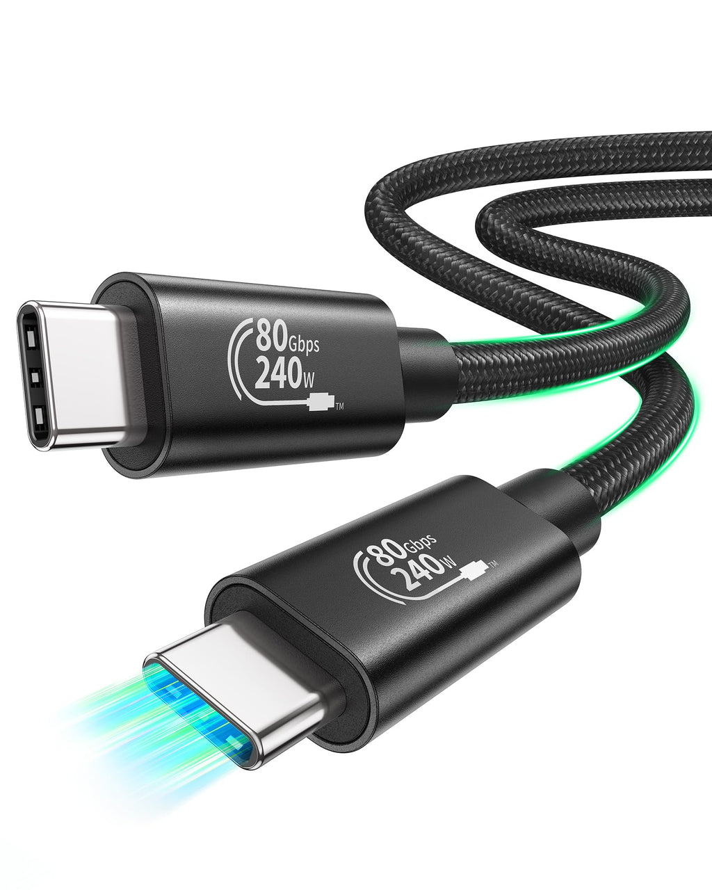 Fitee Thunderbolt 5 Cable Compatible, 80Gbps(6Gb/s) USB4 Cable, 120Gbps Video Bandwidth, Dual 8K/6K@60Hz, 4K@480Hz, 240W, Compatible for Thunderbolt 4/3, PSSD, MacBook M4 Pro, Dock, eGPU, 3.3FT/1M