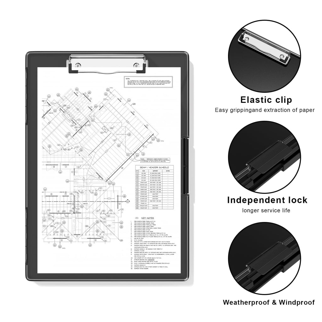 Hongri Clipboard with Storage, Black 8.5 x 11 Folder Nursing Side Opening, Heavy Duty with Dual Compartment, Dry Erase Clear Cover, Smooth Writing for Teachers, Classroom, Office & School Supplies