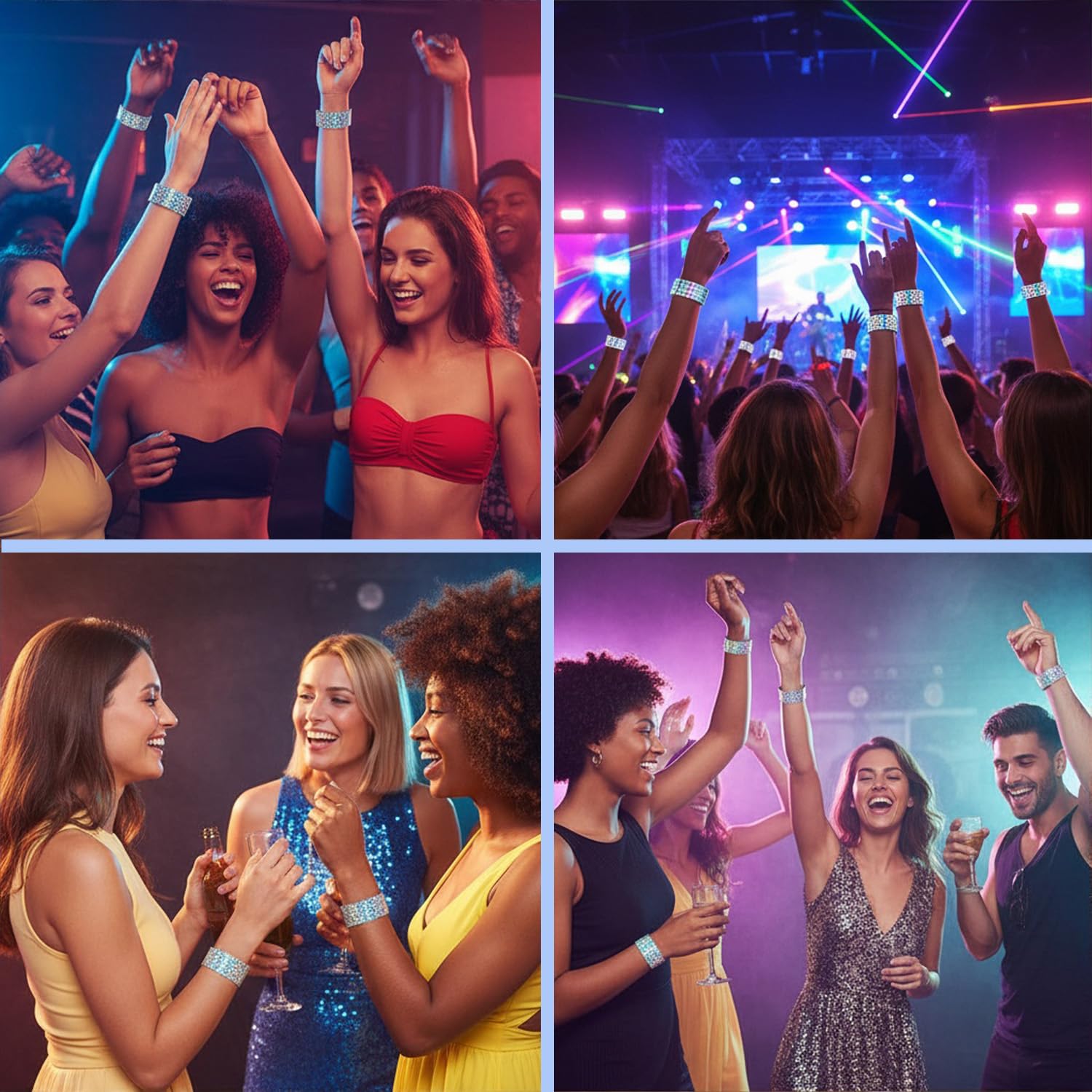 Acidea 500pcs Holographic Wristbands for Events, Waterproof and Sturdy Plastic Wristbands, Adjust Party Paper Wist Bands for Event Amusement Parks Bars Music Festivals Neon Wrist Bands