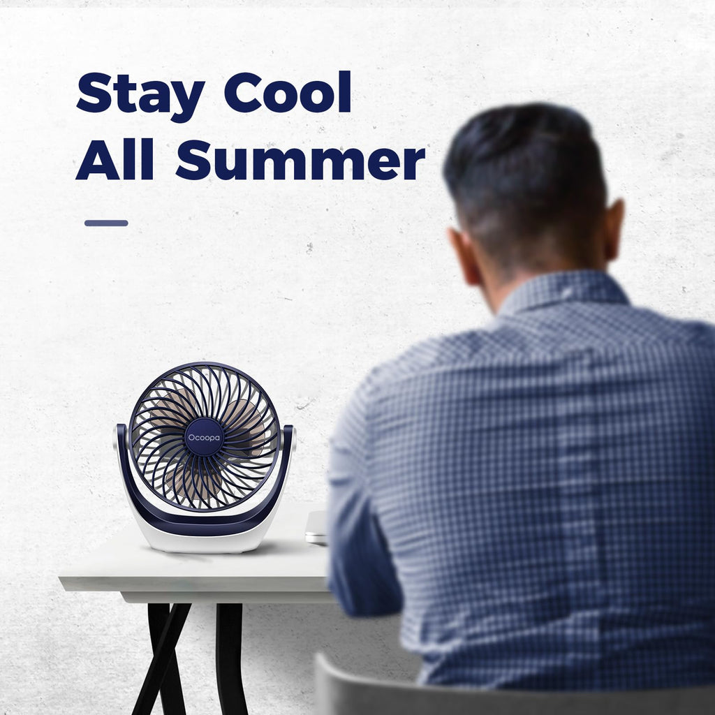 OCOOPA Small USB Desk Fan Table Fan 5'' with Strong Airflow & Quiet Operation, Portable Cooling Mini Fan 3 Speed, 360°Rotatable Head for Home Office Bedroom Desktop