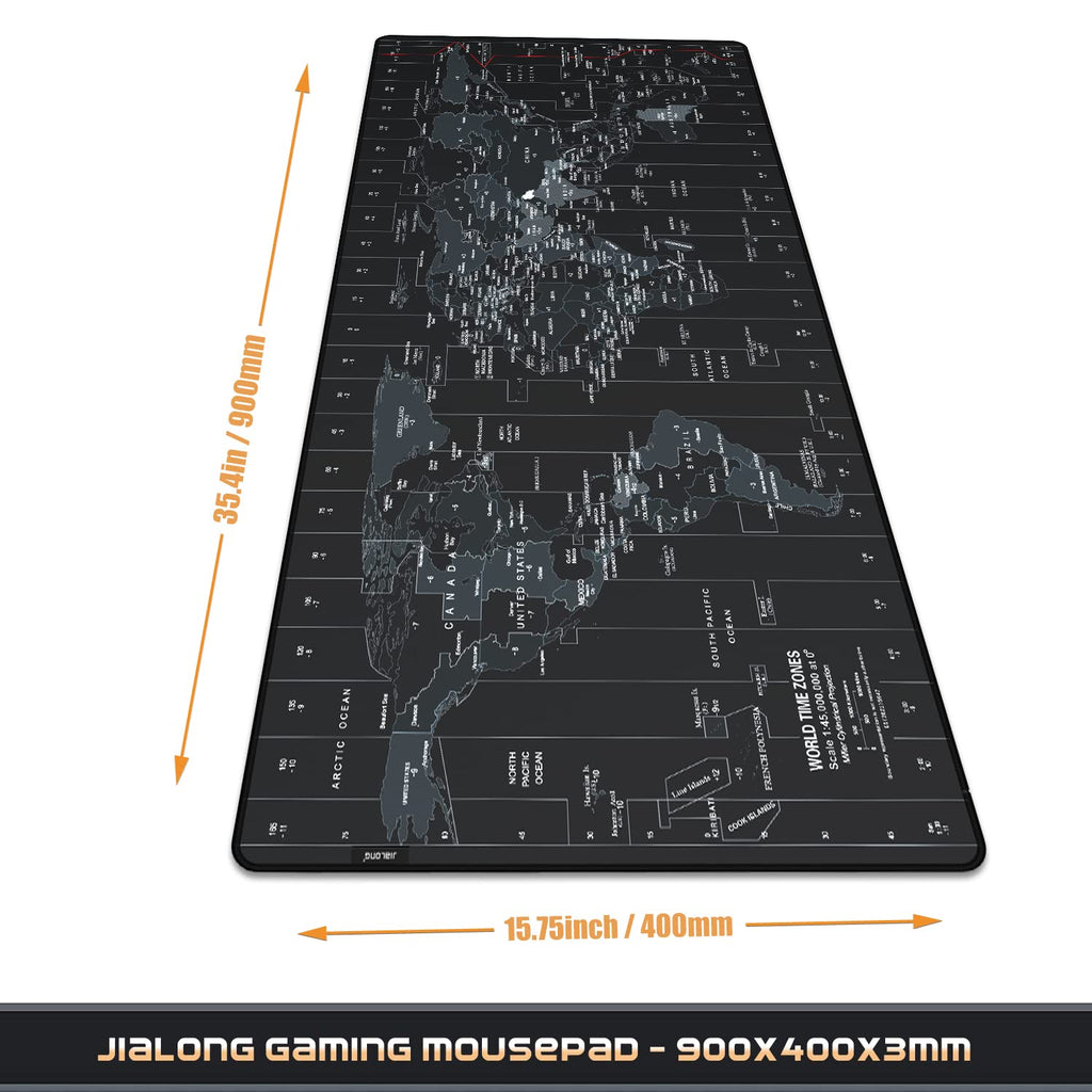 JIALONG World Map Extended Large Mouse Pad - 35.4 x 15.7 Inches Gaming Desk Mat with Anti-Slip Rubber Base | Superior Control Surface for Laptop, Computer and PC
