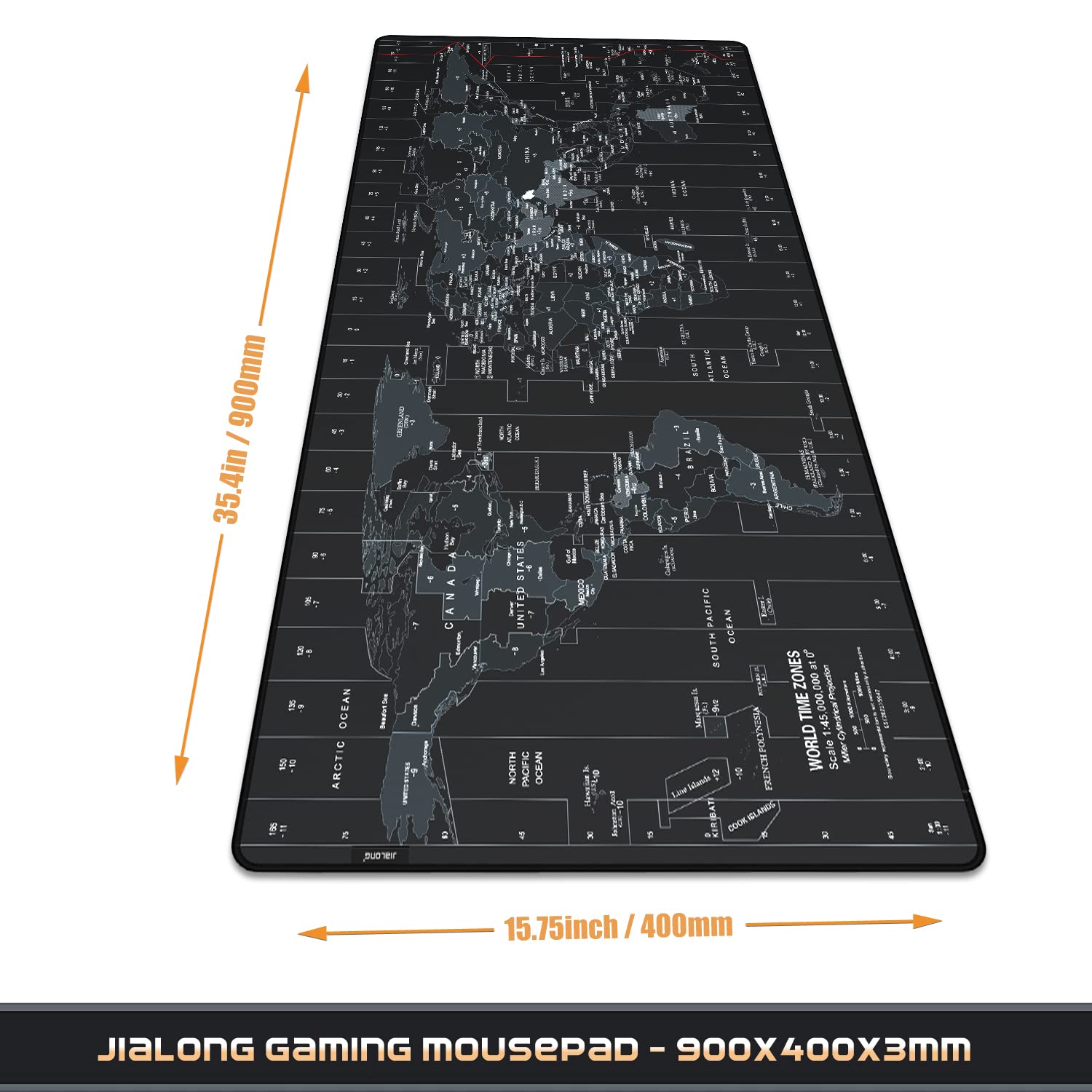 JIALONG World Map Extended Large Mouse Pad - 35.4 x 15.7 Inches Gaming Desk Mat with Anti-Slip Rubber Base | Superior Control Surface for Laptop, Computer and PC