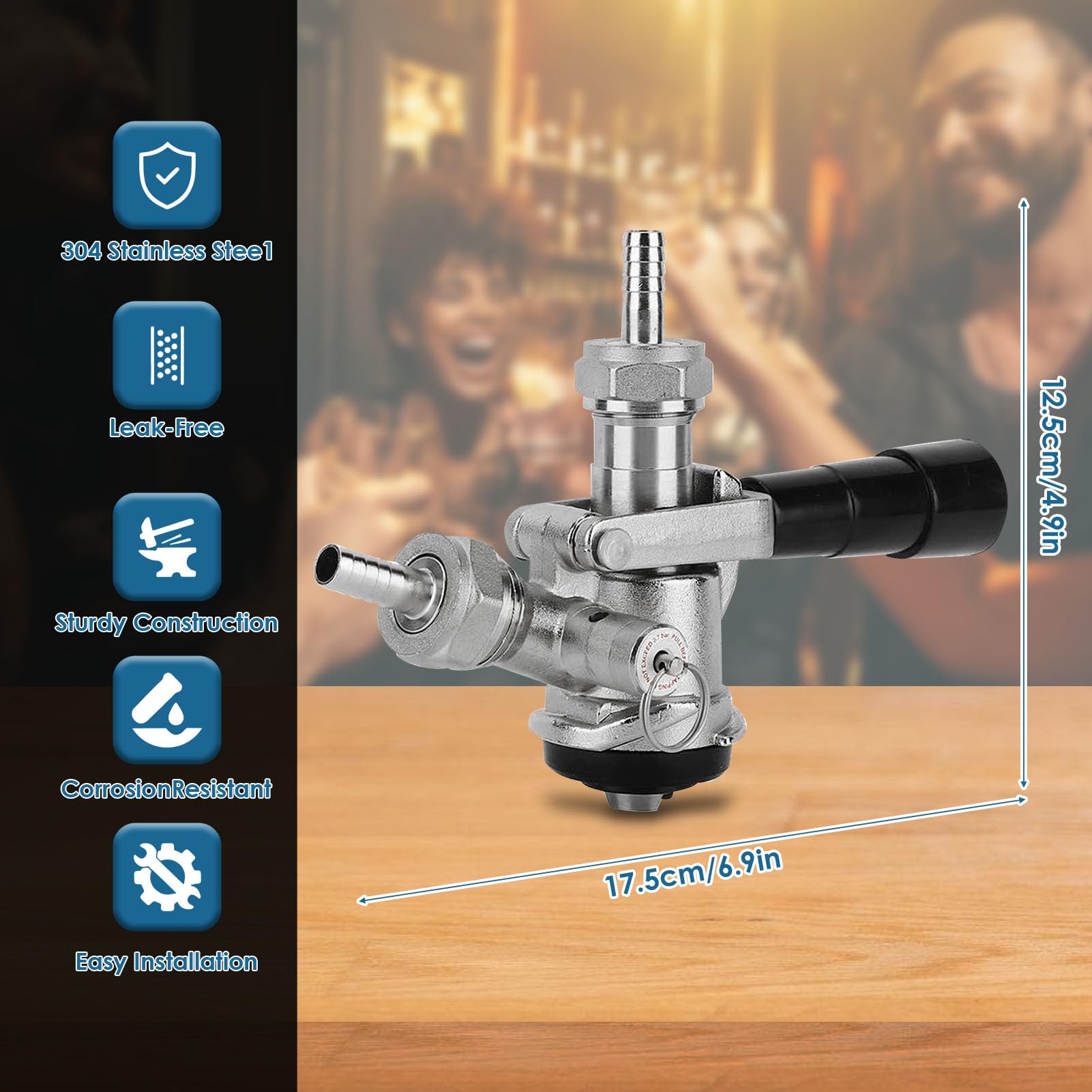 AGJIQ D Type Keg Coupler, Beer Keg Coupler with D Type System & Safety Pressure Relief Valve, Compatible with Sankey D Keg Tap Dispenser & Draft Beer Dispenser
