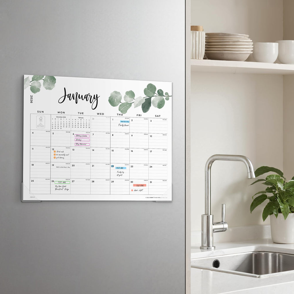 Cabbrix 2026 Magnetic Calendar for Refrigerator, January 2026 to June 2027 Fridge Calendar Magnet, 15 x 12 inch, Monthly Greenery Design, Easy Organizing