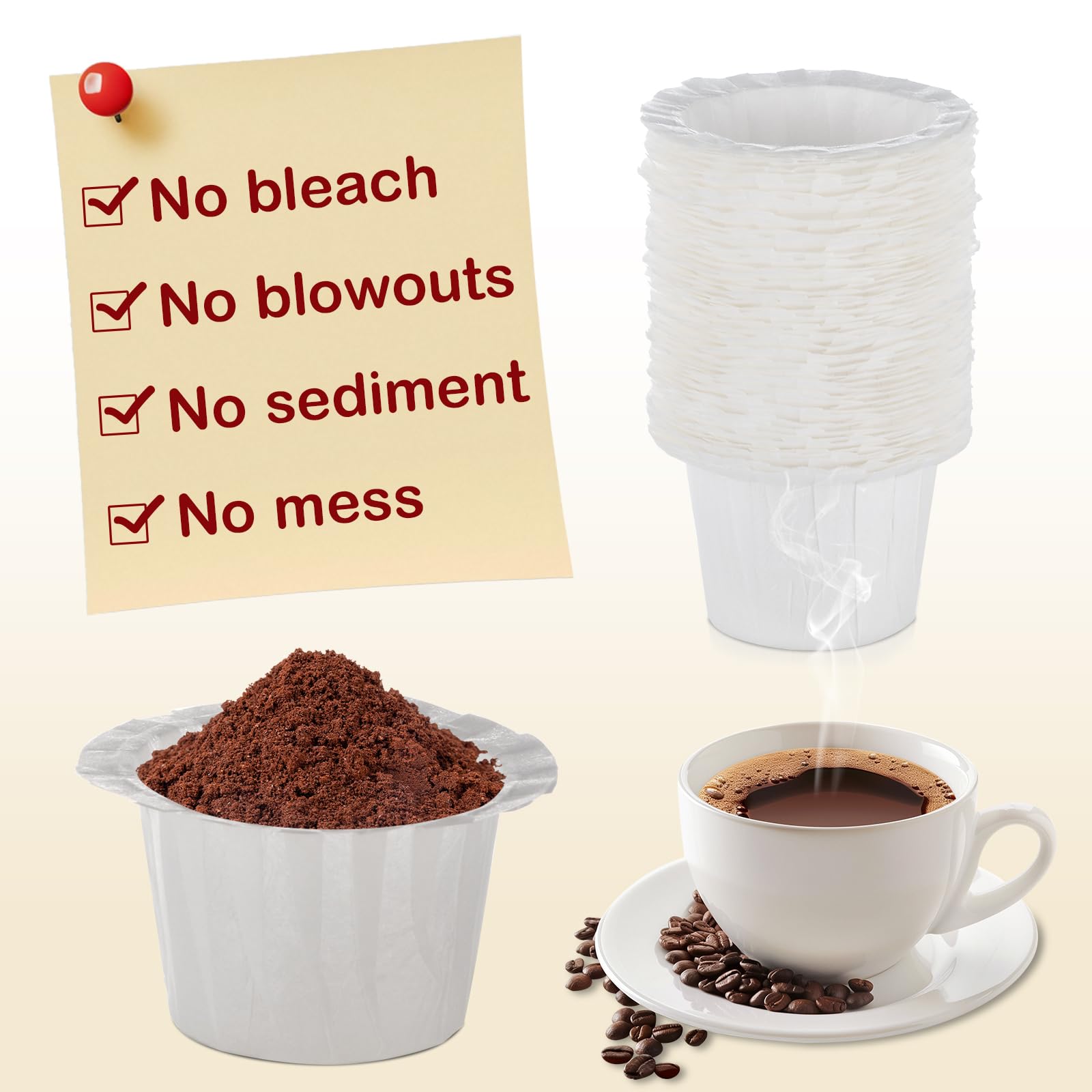 Disposable Paper Coffee Filters, Keurig K Cup Paper Filters for Keurig Single Brewer Reusable Cups, K-Cup Coffee Pods, Fits All Brands Reusable K Cups (500)