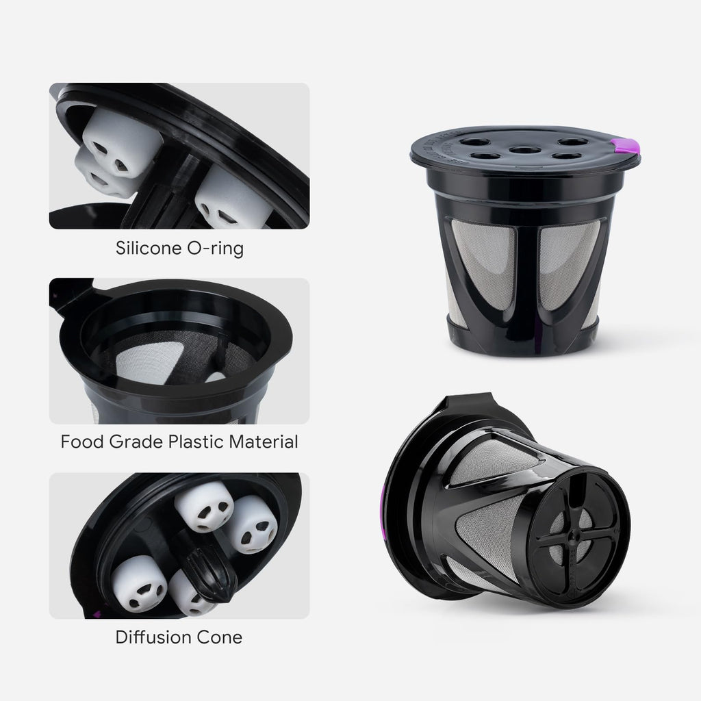 6 Pack Reusable K Cups Compatible for K eurig K-Supreme and K-Supreme Plus, Refillable K Coffee Pods with Stainless Mesh Coffee Filter