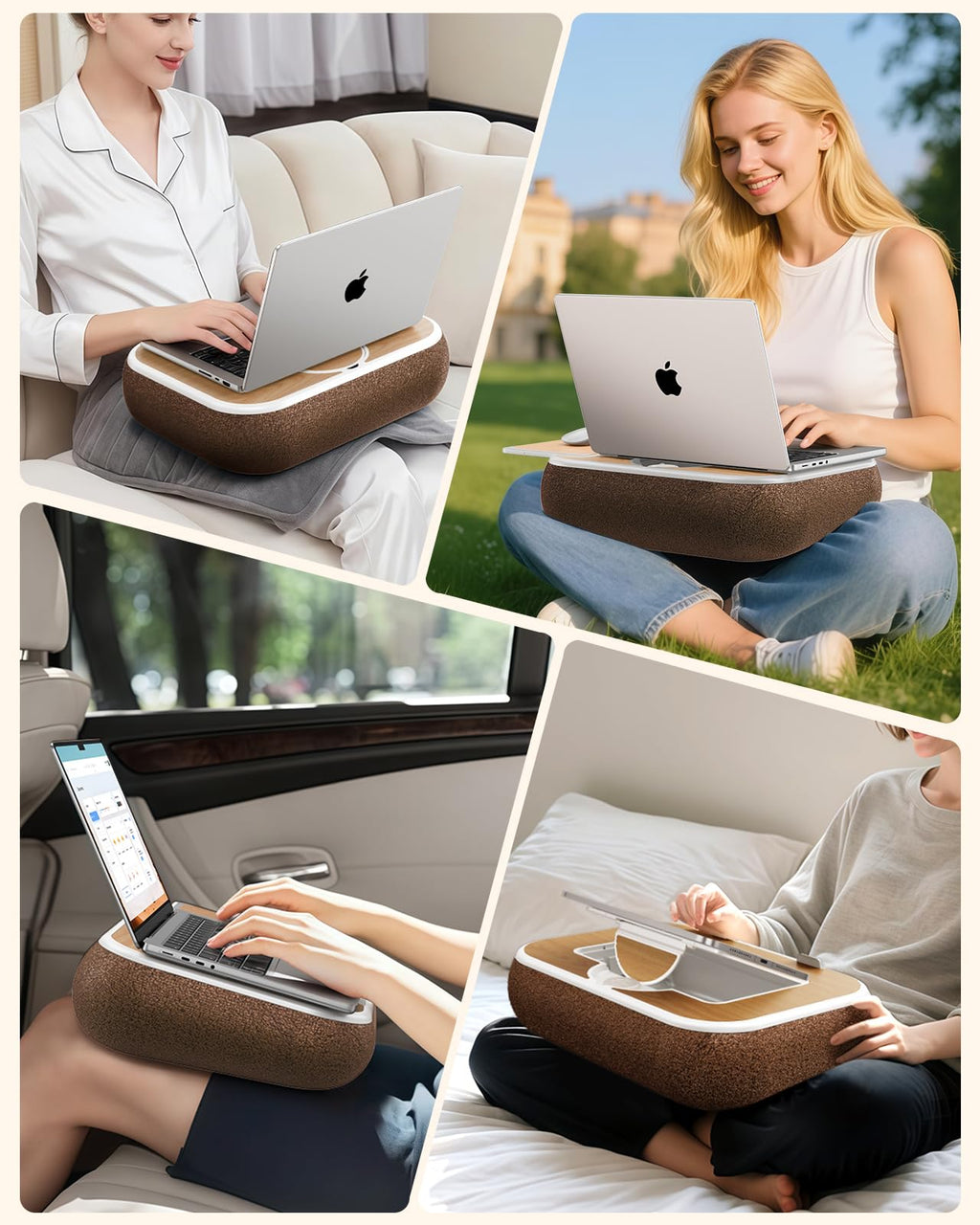 Nauttxon Lap Desk with Storage Cushion Washable - Portable Magnetic Mouse Pad - with Scented Cotton Pads - Multi-Functional Lap Desk for Home Office Couch Bed -Fits Up to 15 Inch Laptop