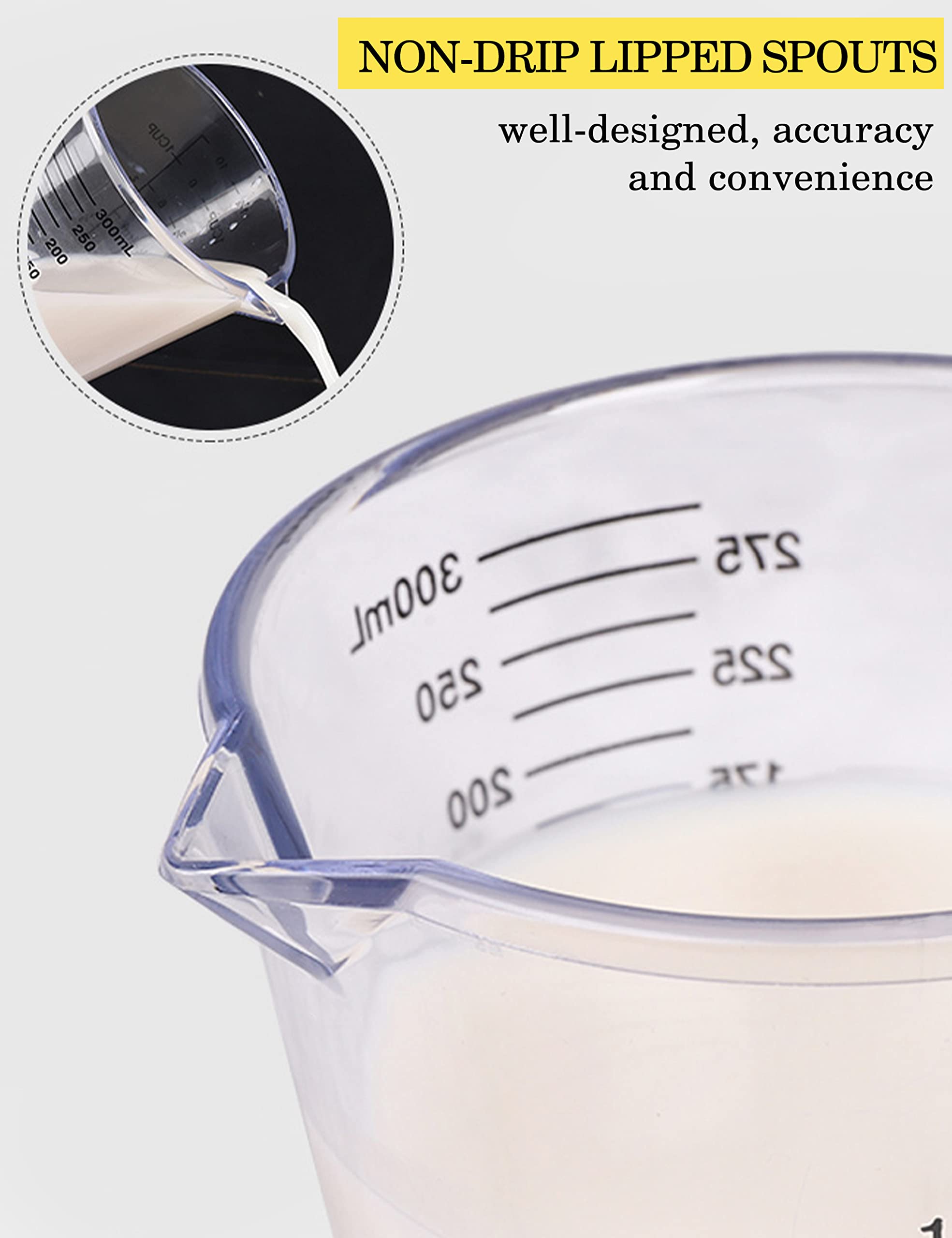 Measuring Cups Set, Liquid Measuring Cups For 3 For Kitchen - BPA Free Plastic Set with Spout Multiple Measurement Scales (Clear)