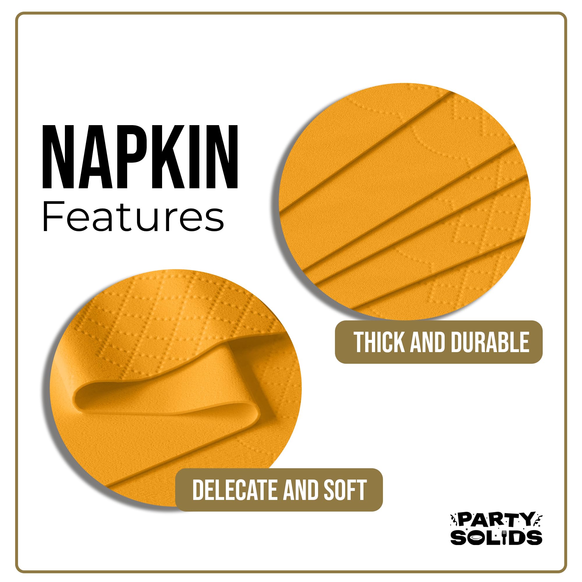 Party Solids Yellow Dinner Napkins Disposable 8" x 4" Folded - 40 Pcs 2 Ply Yellow Napkins Disposable Paper Guest Towels for Bathrooms, Dinners, Everyday Parties & Party Supplies