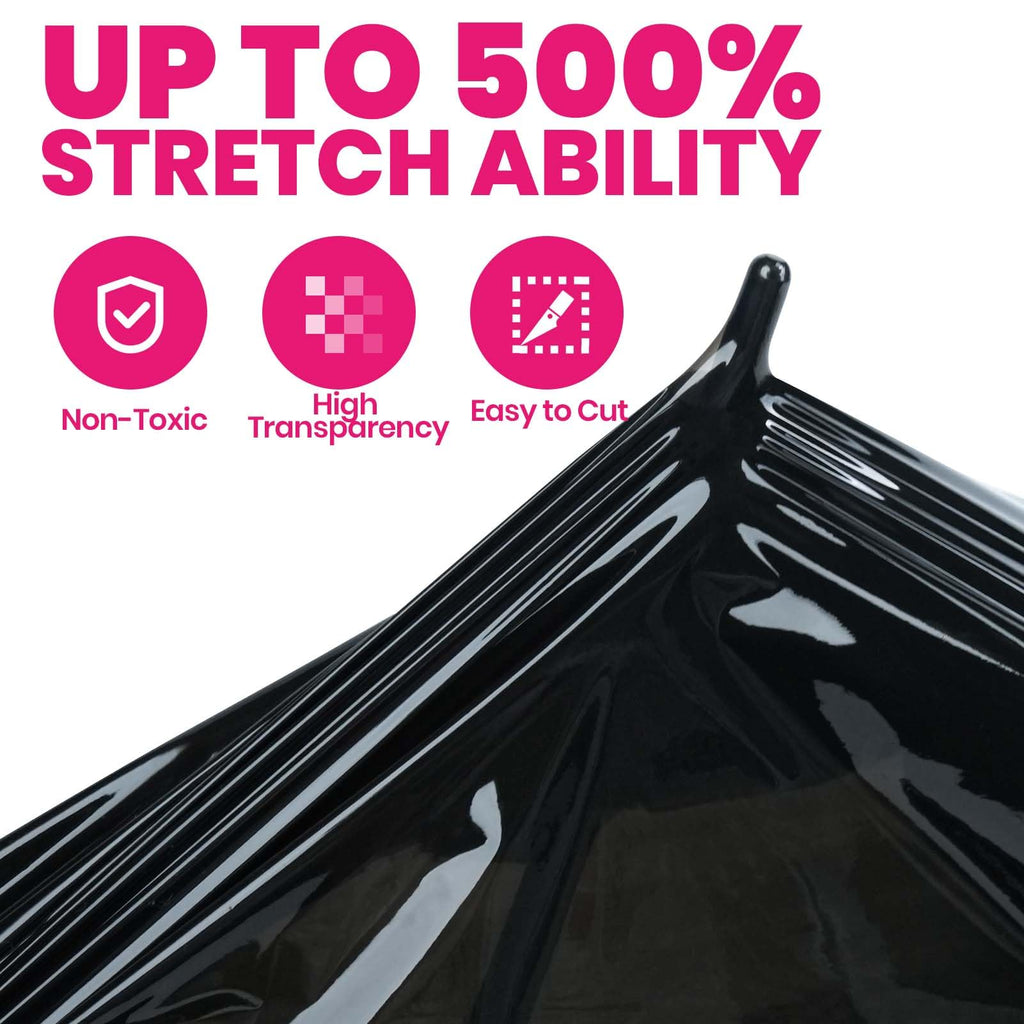 ADHES Black Stretch Wrap Film Roll 15 Inch x 1000 Feet 60 Gauge Heavy Duty Shrink Wrap, Industrial Strength Plastic Wrap for Pallet Wrapping, Shipping, Moving and Packing