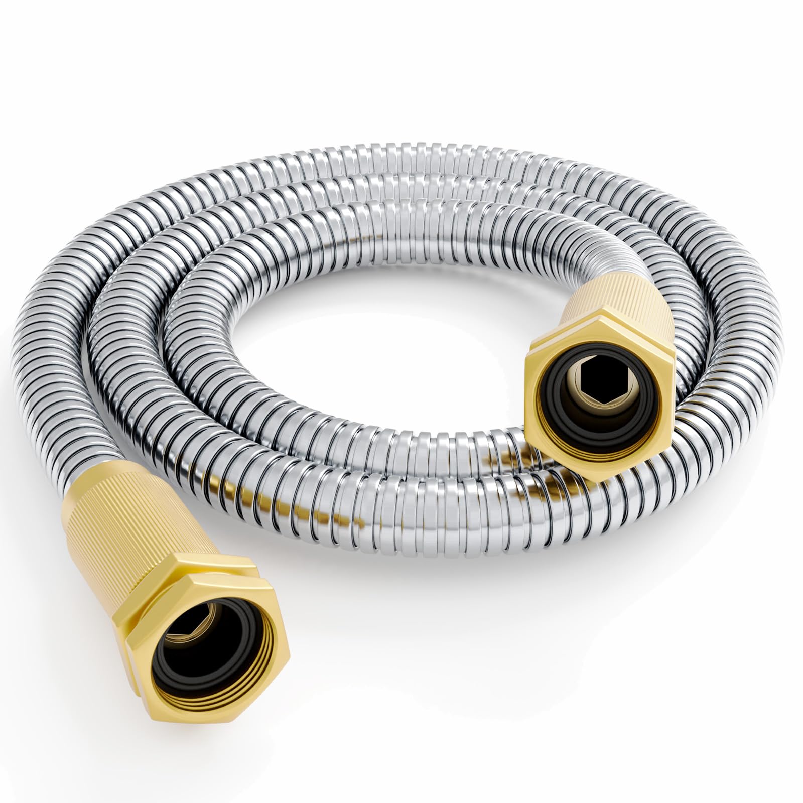 360 GADGET Garden Hose - Short Water Leader Metal Hose 3 FT with Female to Female Fitting, Flexible, Heavy Duty Hose Extension for Outdoor Hose Reel/Dehumidifier/RV、304Stainless Steel
