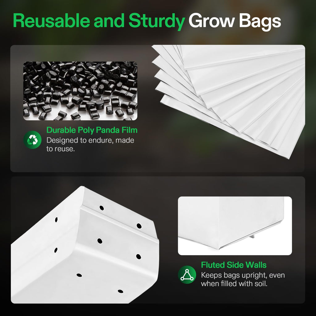 VIVOSUN 50-Pack 2 Gallon Grow Bags for Plants, Black-and-White Material for Potting Up Seedlings and Rooting