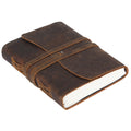 Handmade Leather Journal/Writing Diary/Bound Daily Notepad For Men & Women Unlined Paper Medium, writing pad gift for artist, sketch (8 x 6, Brown Tan)