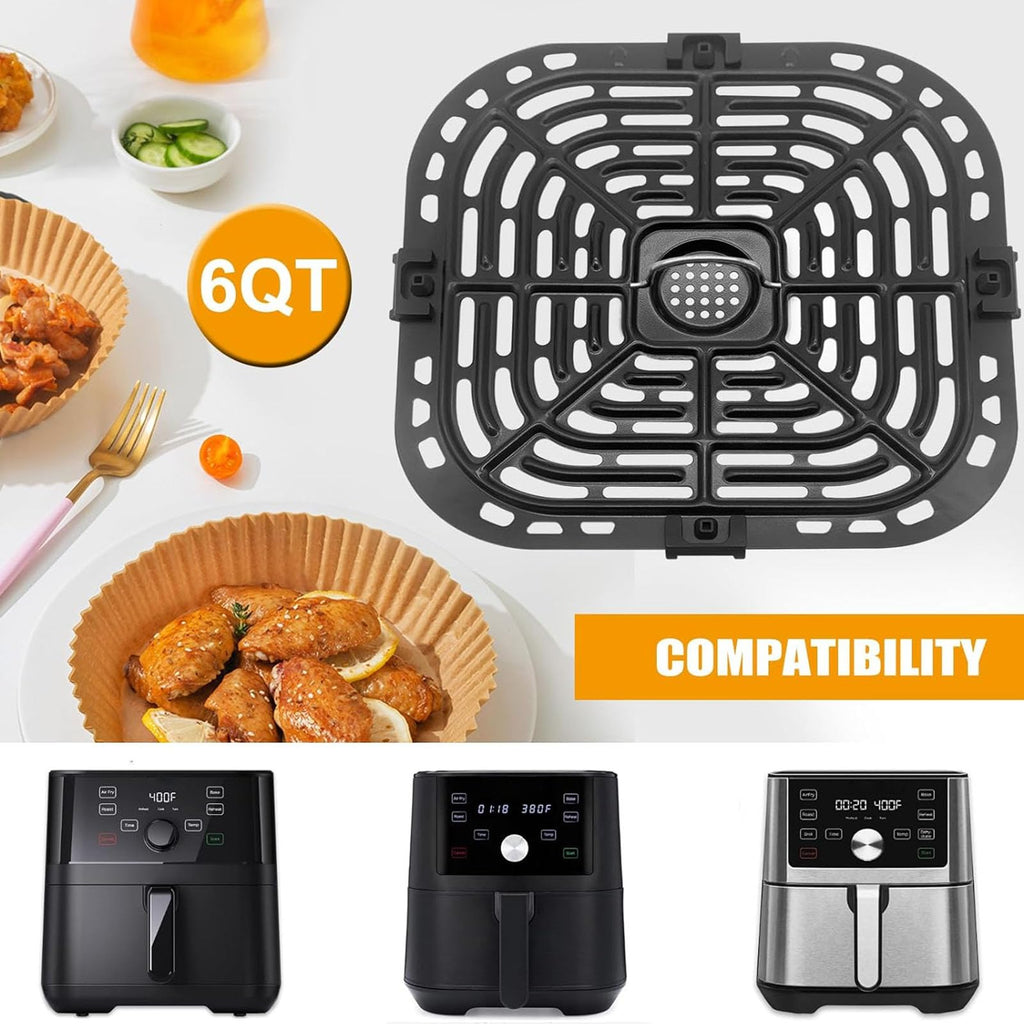 Air Fryer Accessories for Instant Vortex 6 in 1 5.7QT 6QT Gourmia GAF735 6 QT, Original Replacement Air Fryer Grill Plate Grill Pan Crisper Plate Tray Rack Parts, Dishwasher Safe