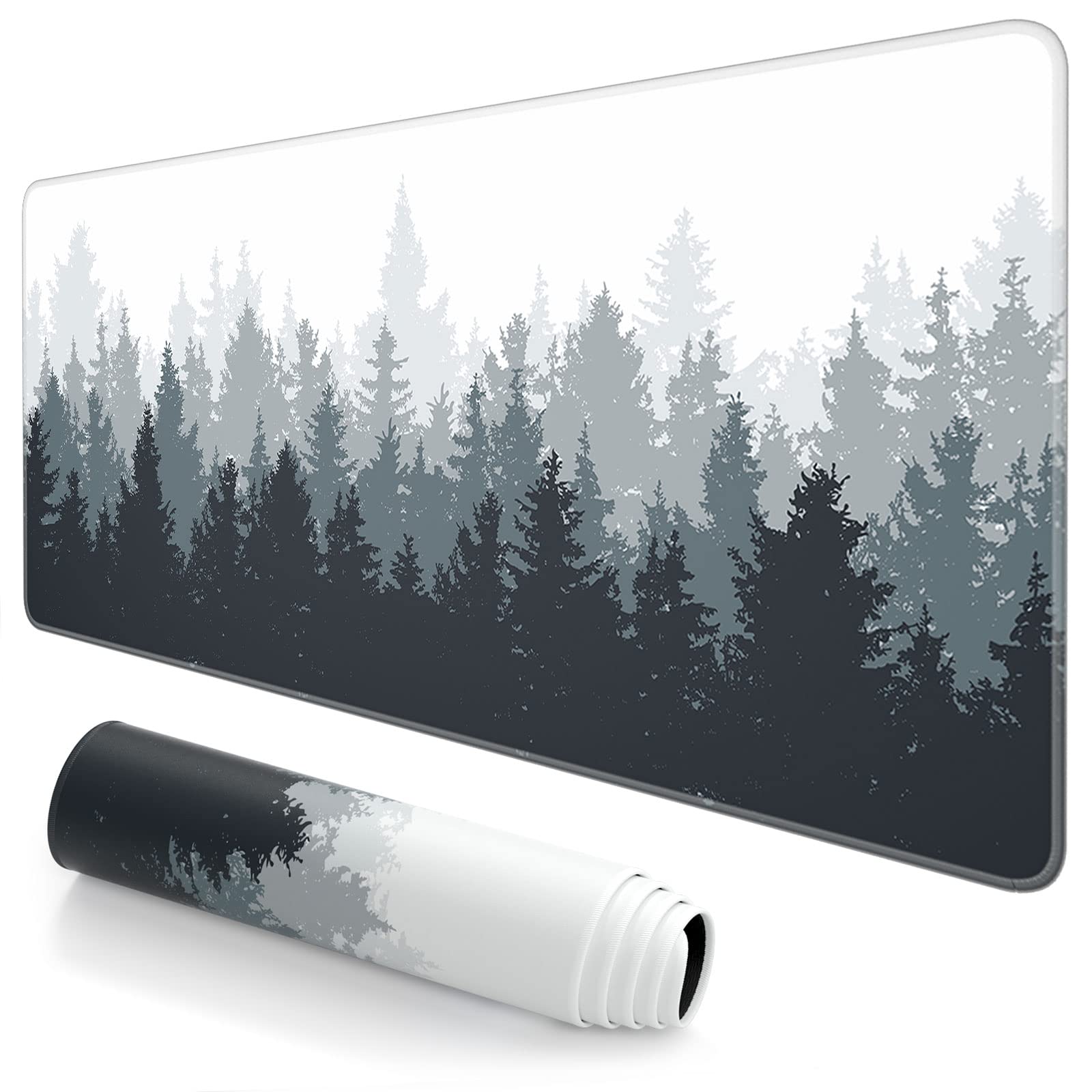 Atufsuat Extended Large Mouse Pad, XXL Gaming Mousepad 31.5 x 15.7 Inch, Big Computer Keyboard Desk Pad, Waterproof Mouse Mat with Stitched Edges and Non-Slip Base for Office Gaming, Ink Forest