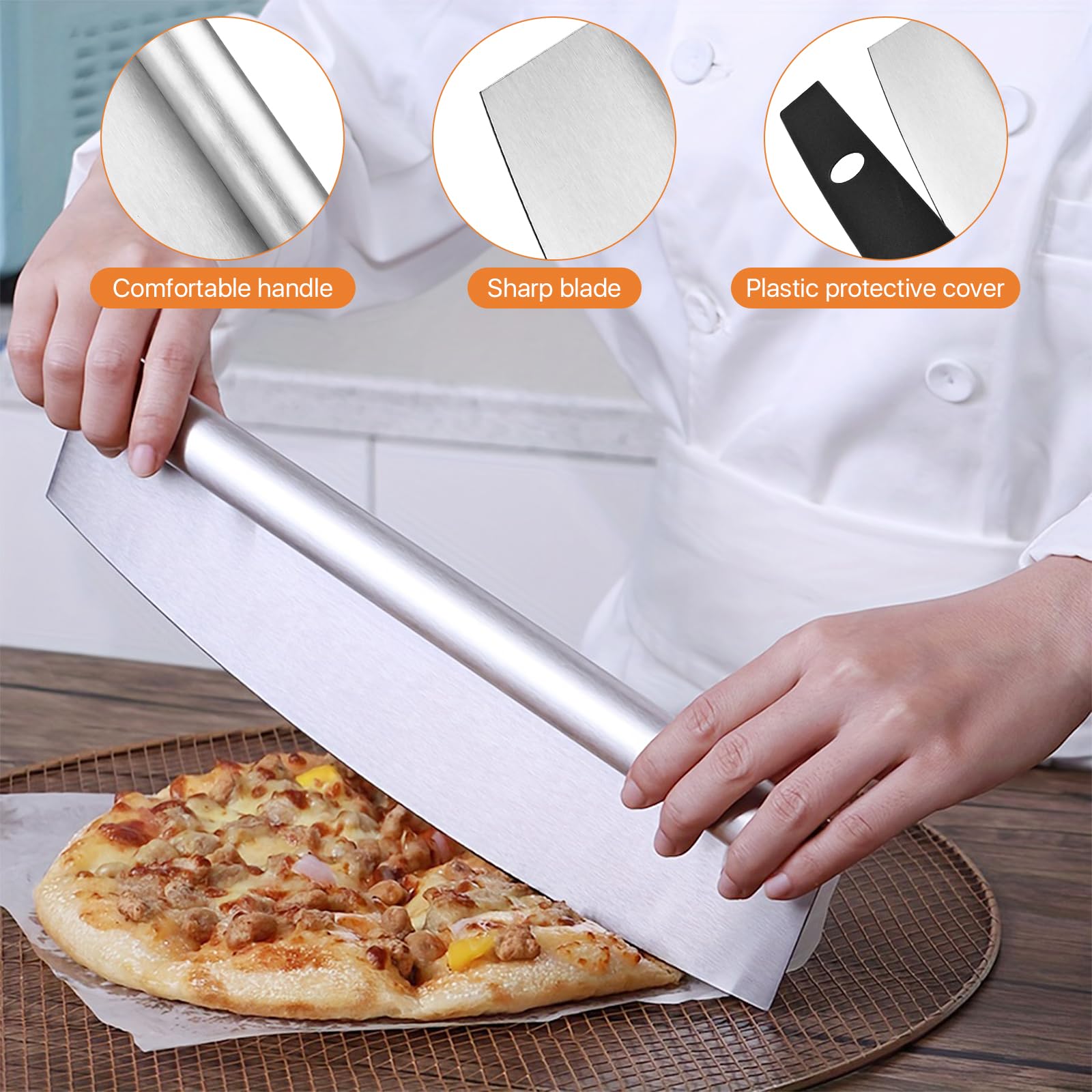 Worldity 4 Pcs Pizza Oven Accessories Set, Stainless Steel Pizza Peel, Foldable Pizza Spatula with Pizza Cutter and Shovel, Pizza Paddle for Baking Pizza, Bread, Pastry