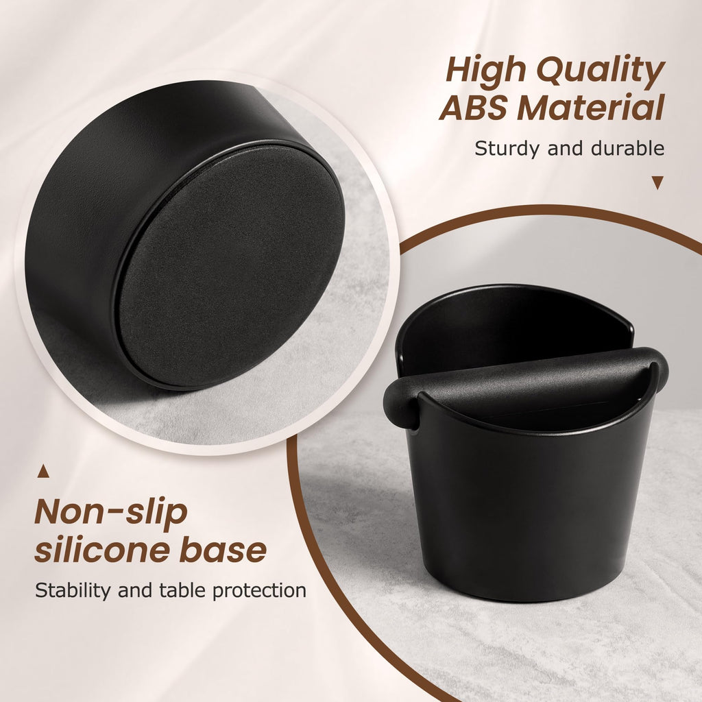 Espresso Knock Box Coffee Knock Box VEVOK CHEF Espresso Bucket Knock Coffee Ground Dump Bin with Removable Knock Bar Trash Can Non-Slip Base