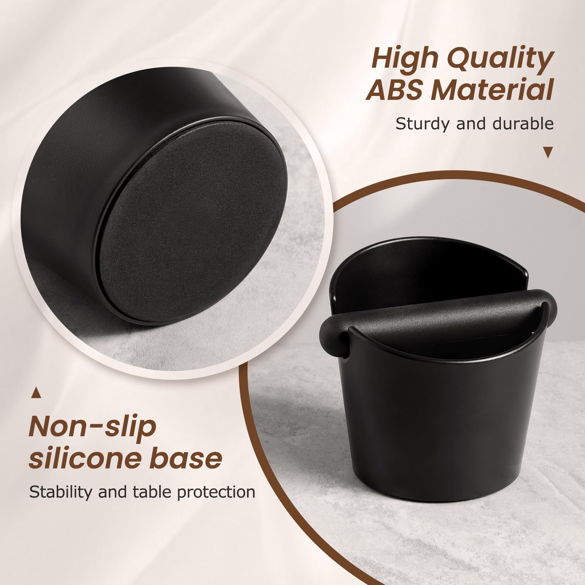 Espresso Knock Box Coffee Knock Box VEVOK CHEF Espresso Bucket Knock Coffee Ground Dump Bin with Removable Knock Bar Trash Can Non-Slip Base