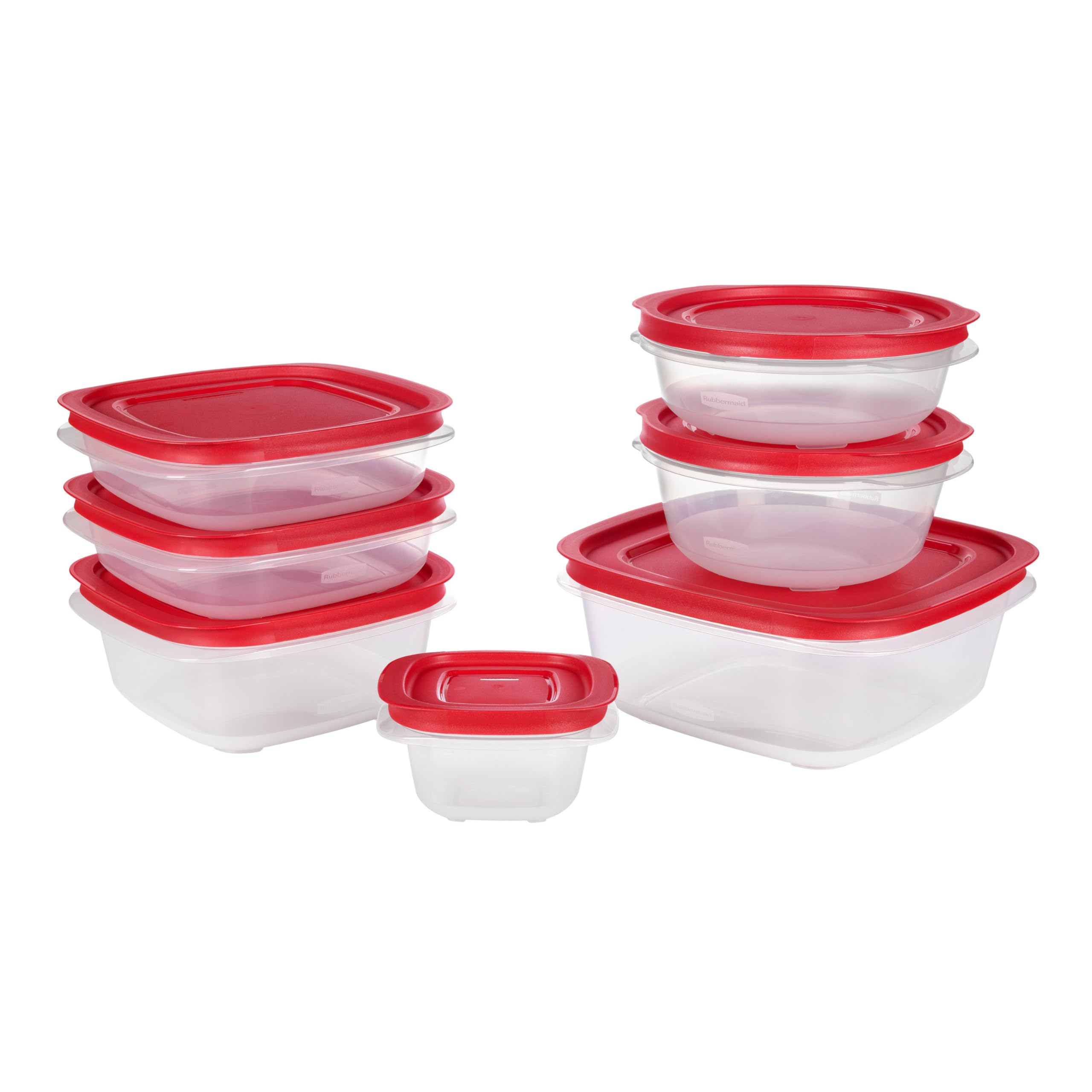 Rubbermaid EasyStore Square and Round Food Storage Containers with Lids, 14-Piece Set