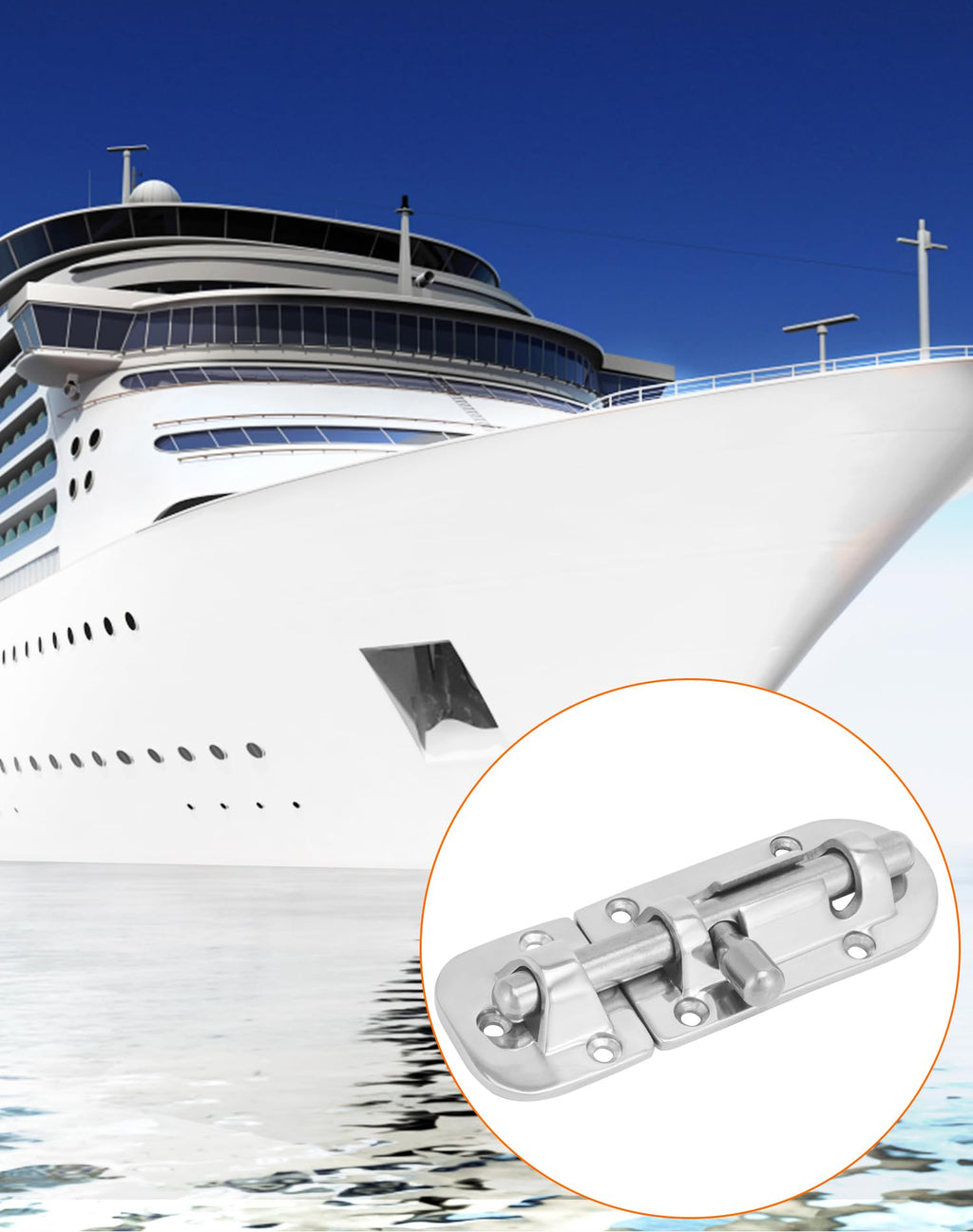 QWORK Boat Door Latch Lock, 2 Pack Marine 316 Stainless Steel Heavy Duty 4-1/3" Long Door Window Lock Latch Slide Barrel Bolt Clasp for Marine Boat Window/Door/Hatch/Cabinet