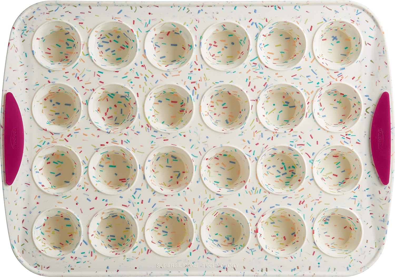 Trudeau 24 Count Mini Muffin Pan Silicone Bakeware, Confetti White (05118554)