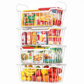 Goovilla Freezer Organizer Bins with Foldable Handle, 4 Pack Stackable Freezer Baskets for 3.5-7 Cu.FT Deep Chest Freezer Organization, White Metal Freezer Storage Bins with Better Space Utilization