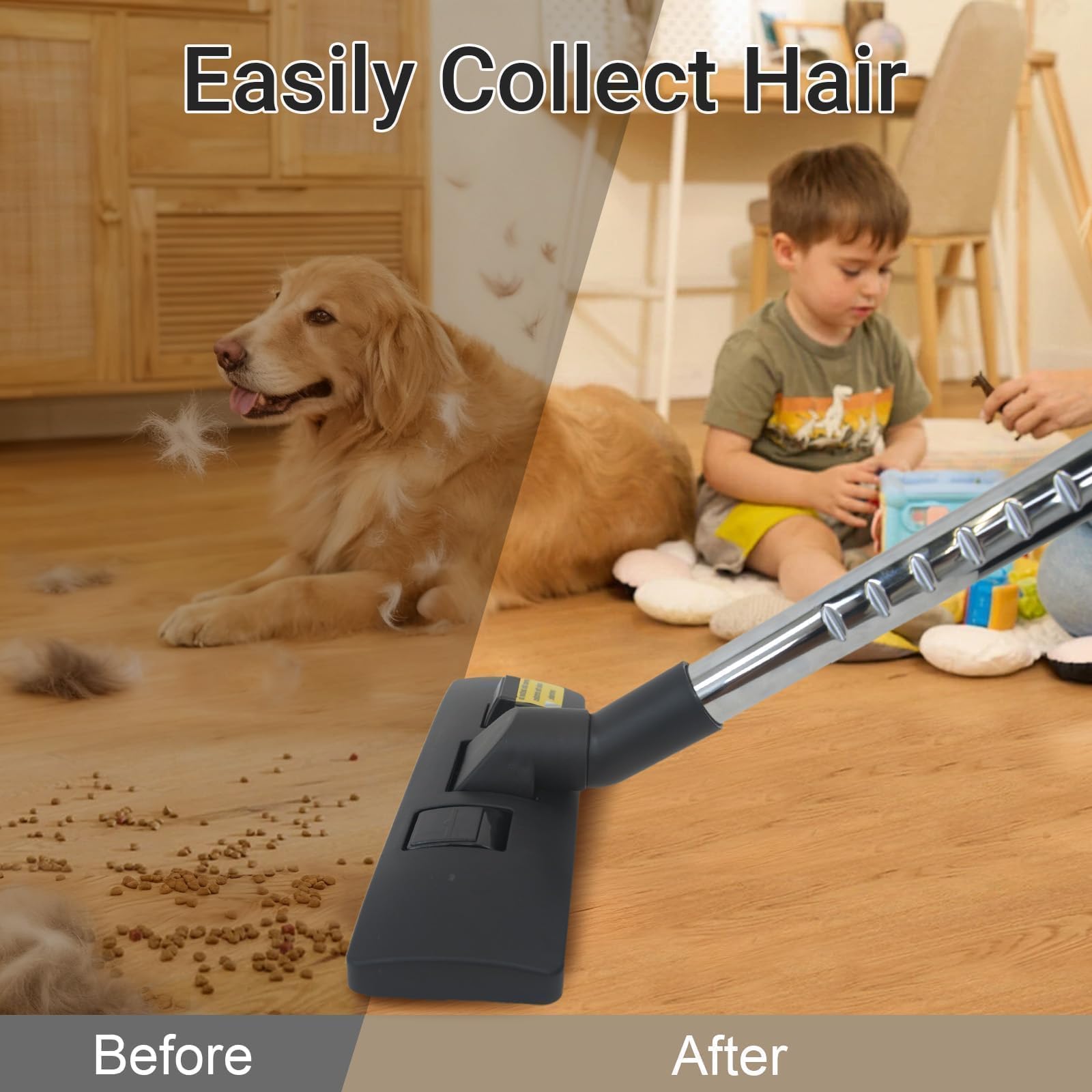 EZ SPARES Universal Vacuum Cleaner Floor Brush with Vacuum Adapter,Compatible with Most Brand,Hoover, Eureka, Rainbow,Shop VAC,Nozzle Tool,2-in-1 for Hard Floor&Carpet Combo(with Mini Cleaning Brush)