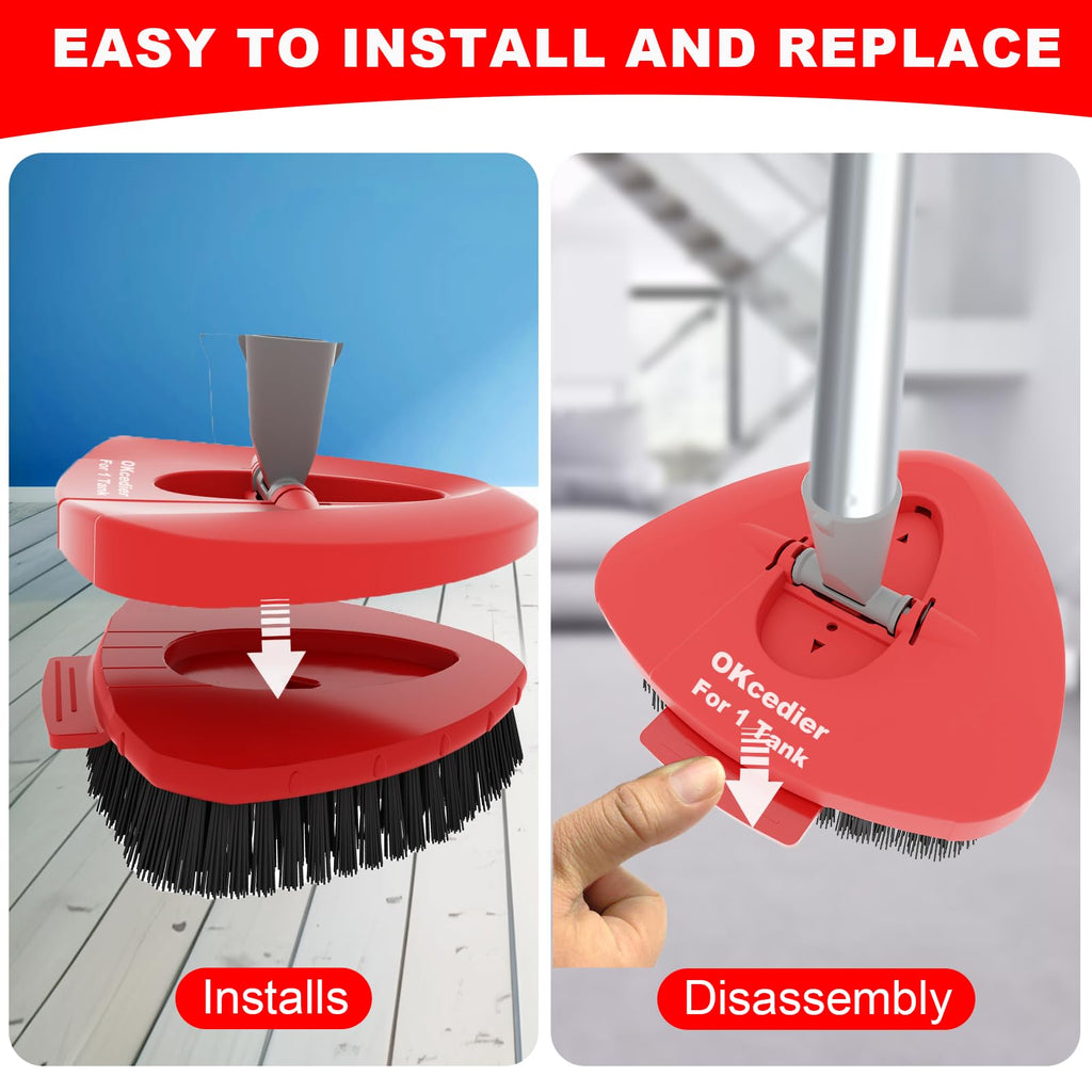 OKcedier 2 Pack Upgrade Scrub Brush Replace Heads Compatible with Vileda EasyWring 1 Tank Spin Mop, Replacement Scrubber Head Brush,Floor Cleaning Brush,More Layers of Bristles for Bathroom, Deck