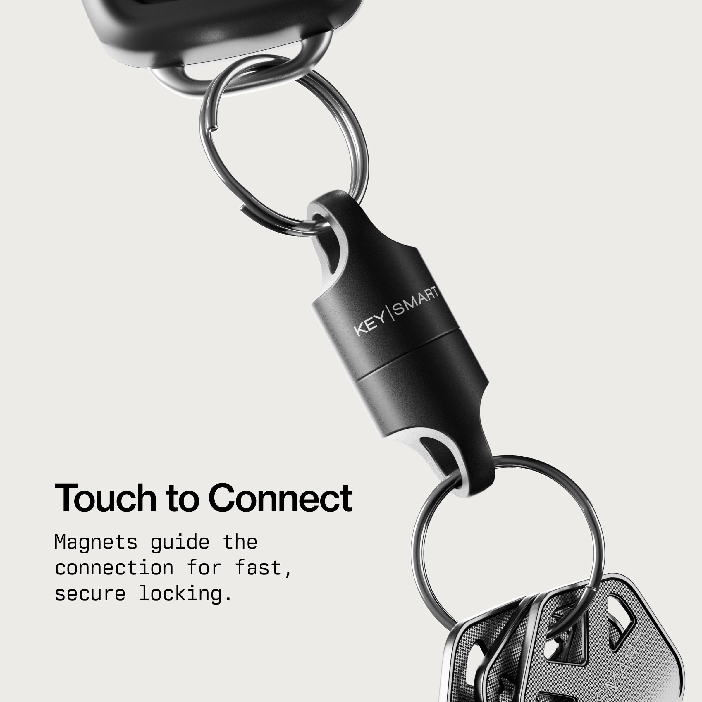 KeySmart MagConnect - Magnetic Quick Release Keychain Connector, Secure Pull-Apart Key Attachment Accessory for Bags, Purse and Belts, Gives You Easy Access to Your Keys, Car Key Fob (3 pack, Black)