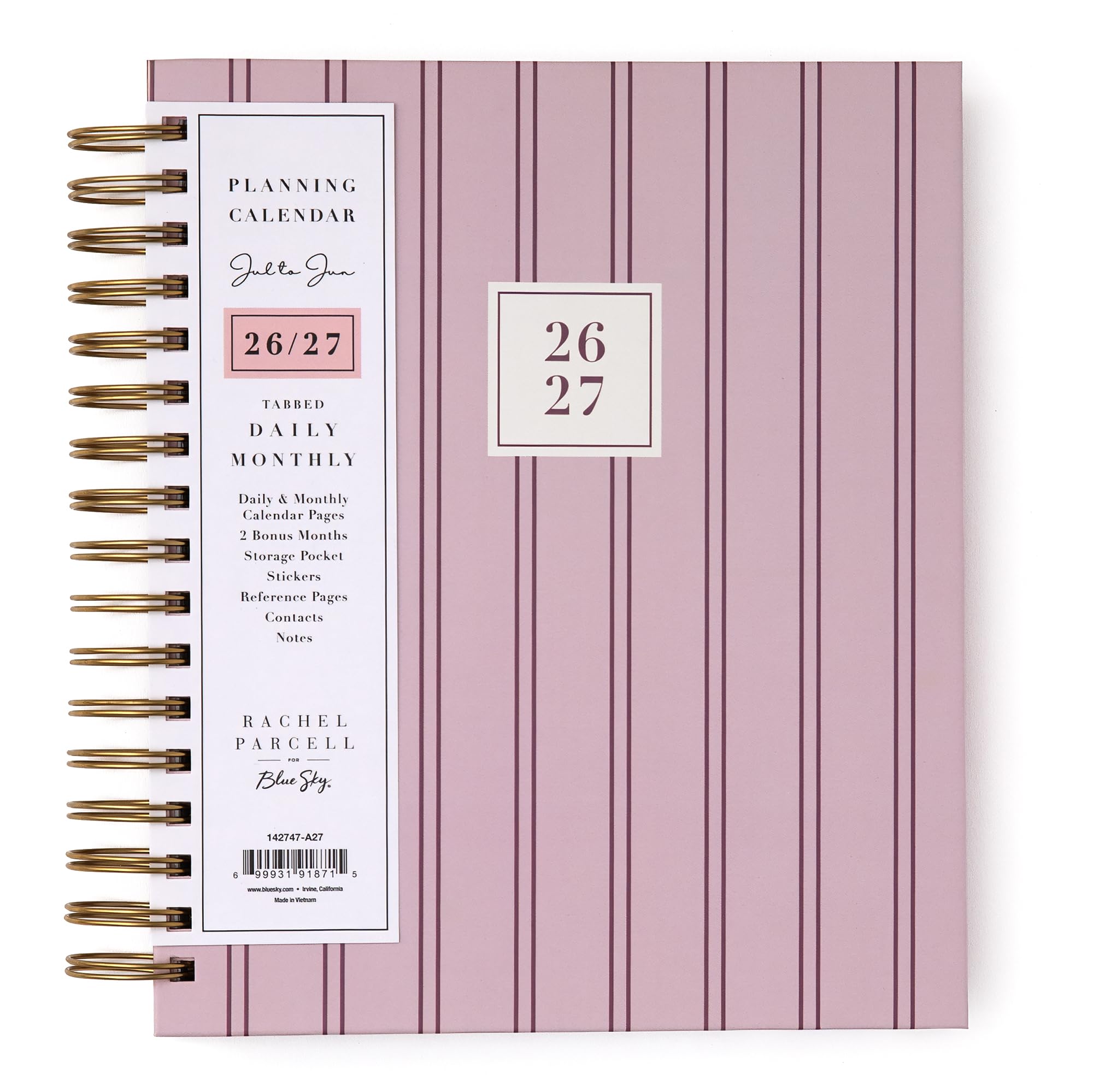 Blue Sky Rachel Parcell 2026-2027 Daily and Monthly Academic Year Planner Calendar, July 2026 - June 2027, 7" x 9", Laminated Cover, Wirebound, Laminated Tabs, Storage Pocket, Includes Stickers, Laine