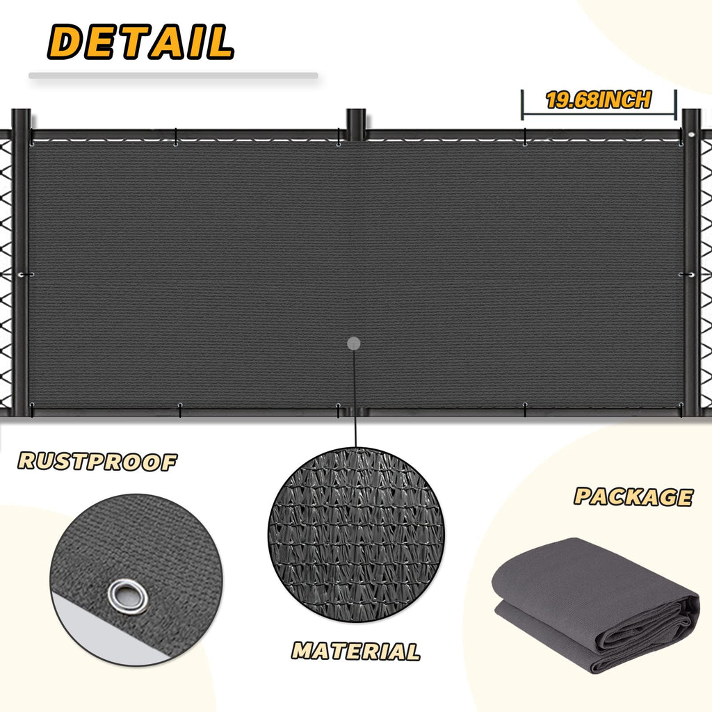 LOVE STORY 3' x 10' Dark Grey Balcony Privacy Screen Fence Cover, HDPE Material UV Protection Weather-Resistant,Shield for Deck, Patio,Backyard,Outdoor Pool,Porch,Railing