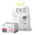EKO Extra Strong 21 Gallon Large Trash Bags, Heavy-Duty Drawstring Kitchen & Household Garbage Bags (80L), Leak-Resistant, Fresh Floral Scent, Continuous Odor Control, 60 Count, Code G
