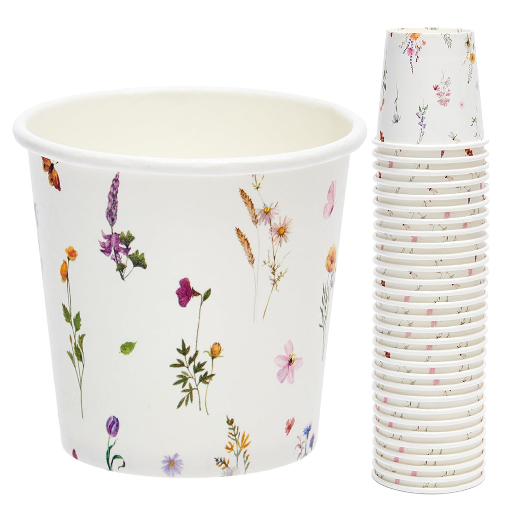 Crisky 150 Pack Paper Bathroom Cups 3oz Disposable, Elegant Design Floral Small Mouthwash Cups, Hot/Cold Beverage Coffee, Dessert for Birthday Parties, Home-use, Picnics, Ceremonies Any Events