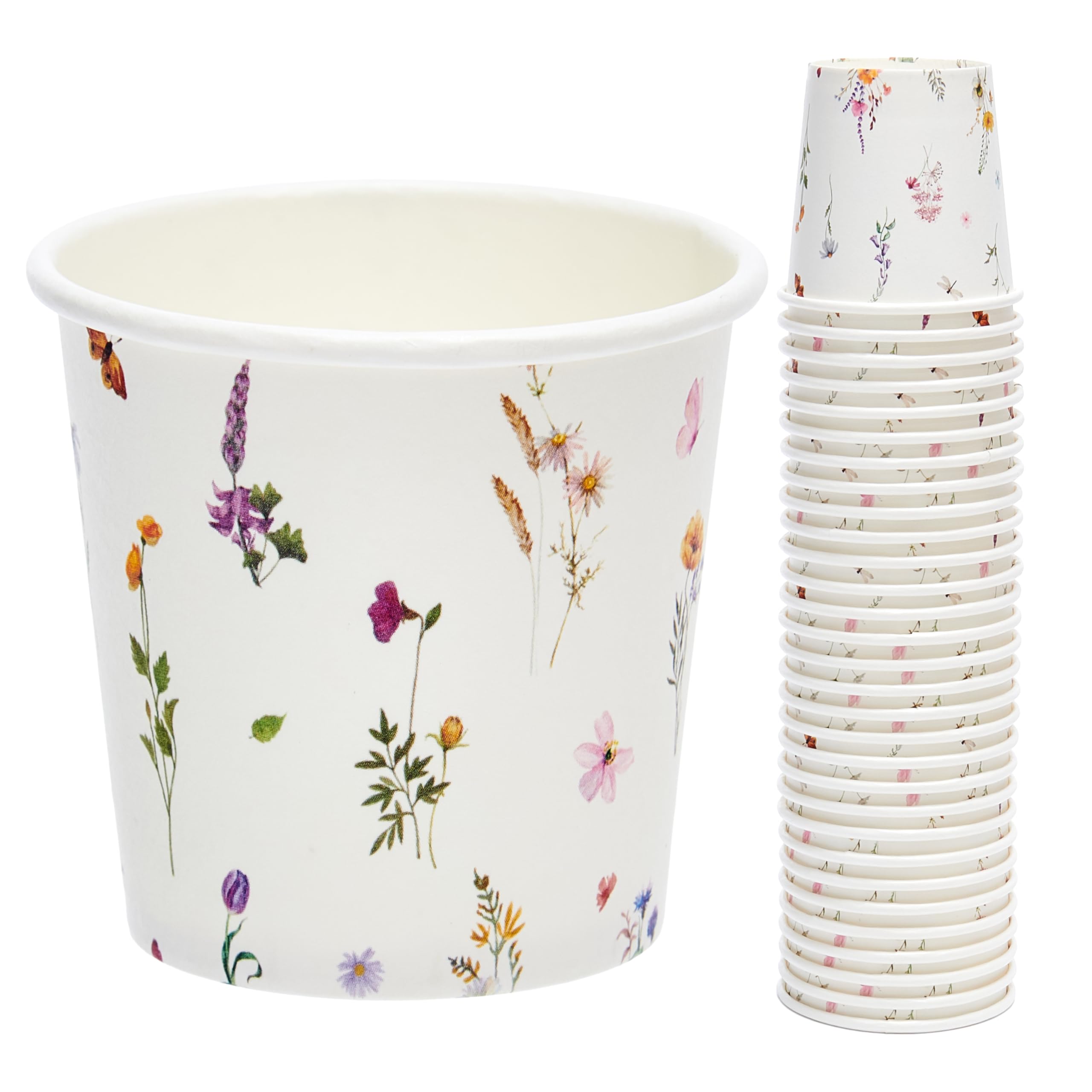 Crisky 150 Pack Paper Bathroom Cups 3oz Disposable, Elegant Design Floral Small Mouthwash Cups, Hot/Cold Beverage Coffee, Dessert for Birthday Parties, Home-use, Picnics, Ceremonies Any Events
