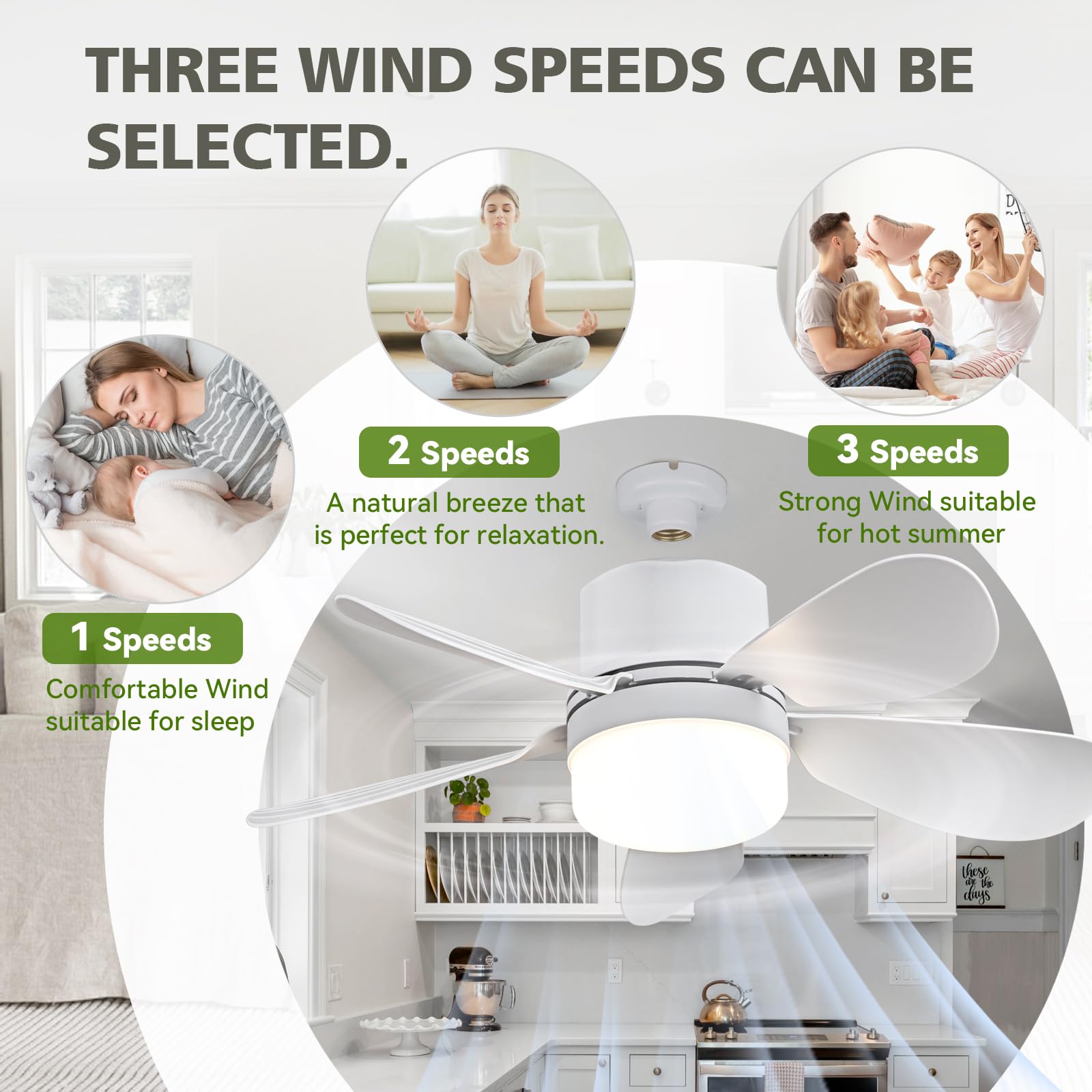ASALL Socket Breeze Socket Fan Light with Remote Control, Portable Small Ceiling Fans with Lights for Bedroom, Kitchen, Living Room, with Dimming Function, 1000 Lumens, Screws into E26/E27