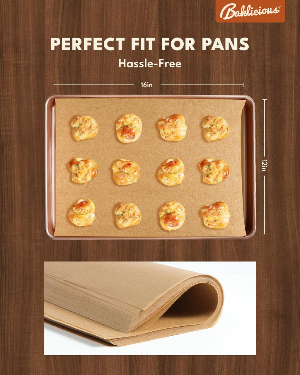 220 Pcs Unbleached Parchment Paper Baking Sheets, Baklicious Pre-Cut Heavy Duty Parchment Baking Paper for Air Fryer, Oven, Bakeware, Steaming, Cooking Bread, Cupcake, Cookies