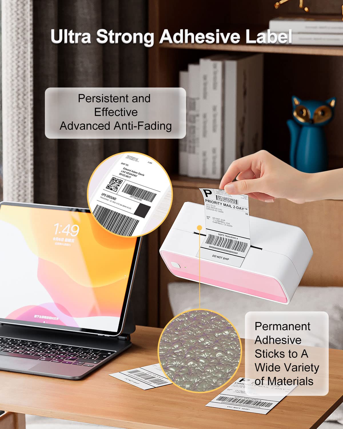 Phomemo 4x6 Thermal Label Printer Paper - 500 PCS White 4"x6" Fan-Fold Labels Shipping Supplies Labels - Water/Oilproof Label Stickers - Permanent Adhesive Thermal Shipping Label for Shipping Packages