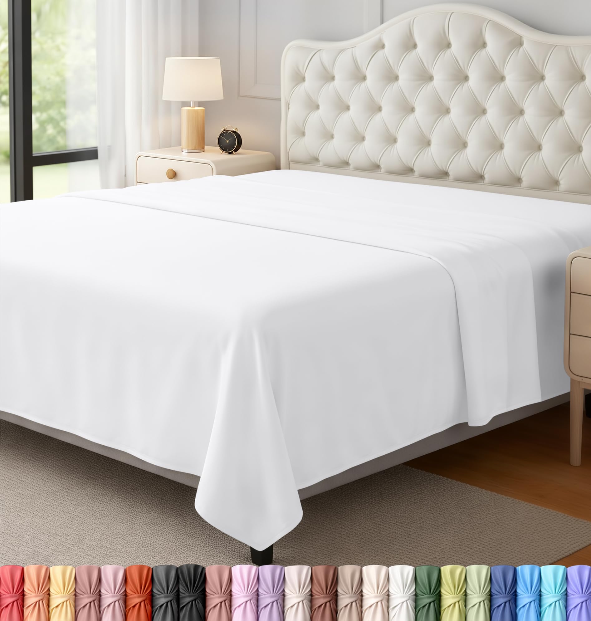 Utopia Bedding Flat Sheet - Soft Brushed Microfiber Fabric - Shrinkage & Fade Resistant Top Sheet - Easy Care - 1 Flat Sheet Only (Full/Double, White)