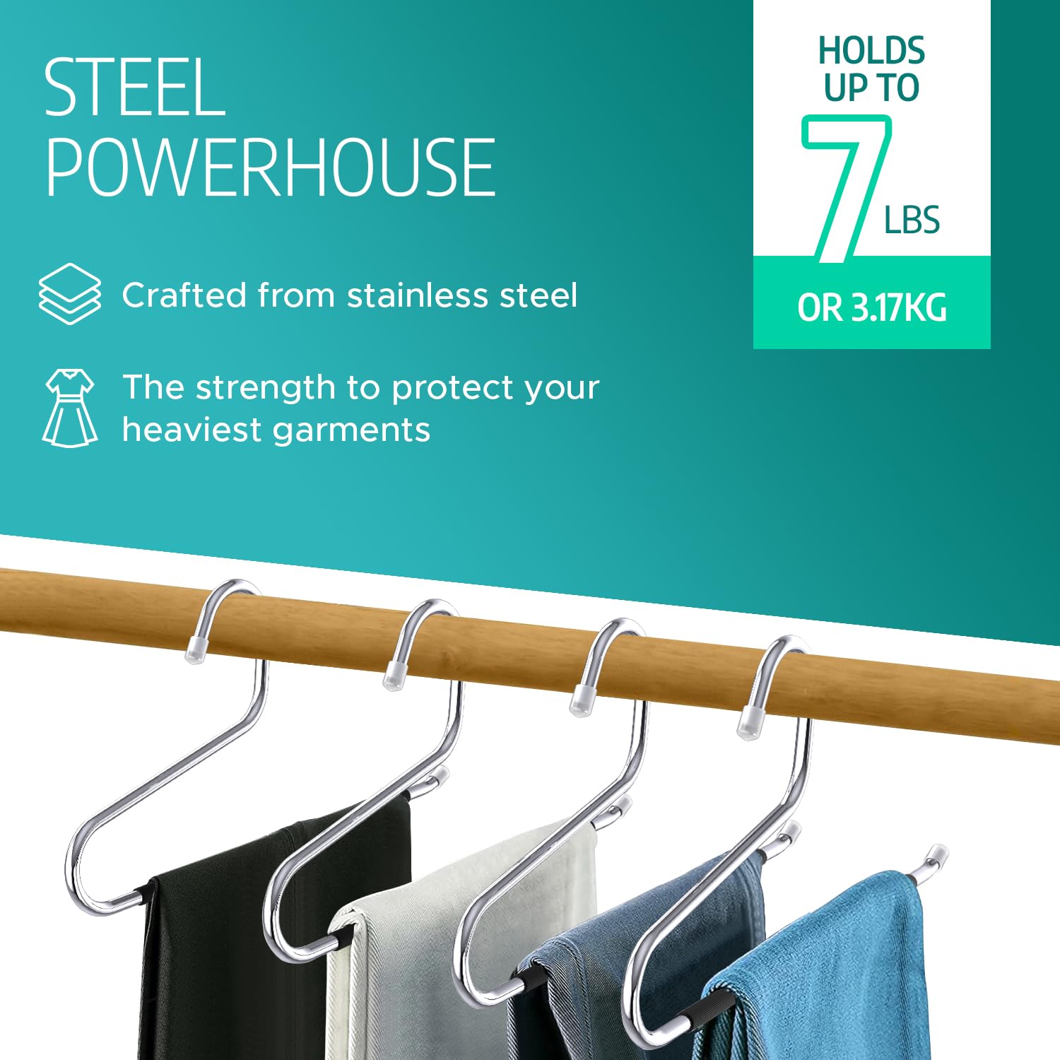 Pants Hangers for Men- 15 Metal Pant Hangers Non Slip Open Ended Trouser Hanger