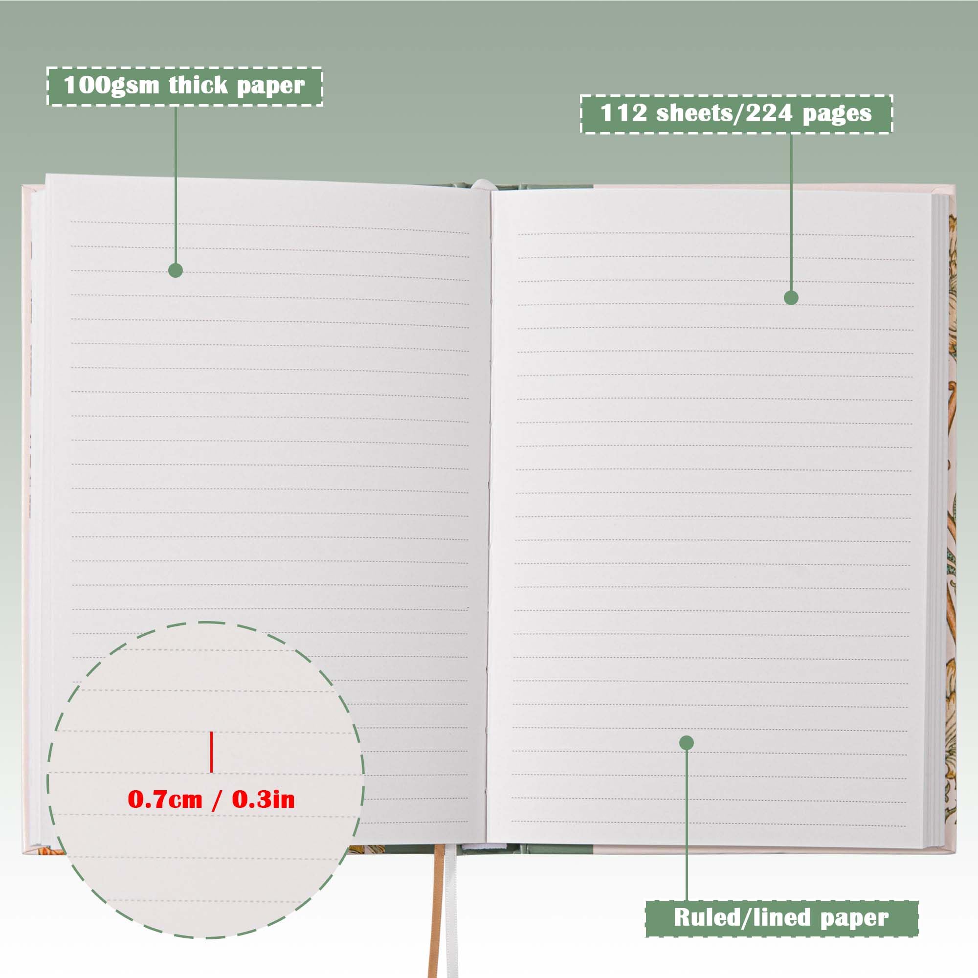 Lined Journal Notebook for Women Writing-A5 Hardcover Notebook-Premium 100gsm 224 Pages-Thick Travel journals for writing-College Ruled for Work Organization, Note Taking