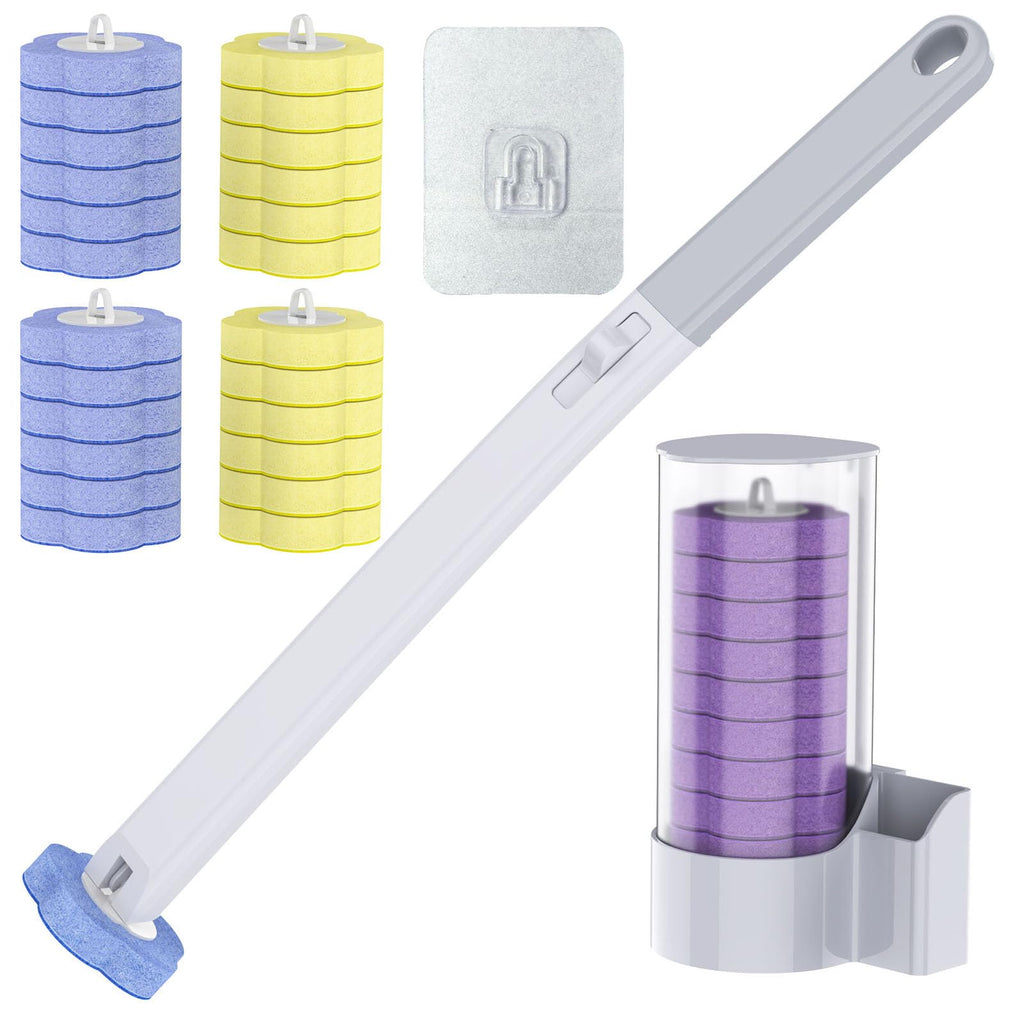 Disposable Toilet Brush,36pcs Wand Cleaner Refills,Wall Mounted Toilet Bowl Brush Holder Set Toilet Cleaning System for Bathroom Cleaning