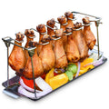 Chicken Leg and Wing Rack for Grill Smoker Oven - Easy to Use 12 Slots Chicken Leg Rack with Drip Tray - High Grade Stainless Steel Chicken Wing Rack Chicken Drumstick Holder for Perfect Cook