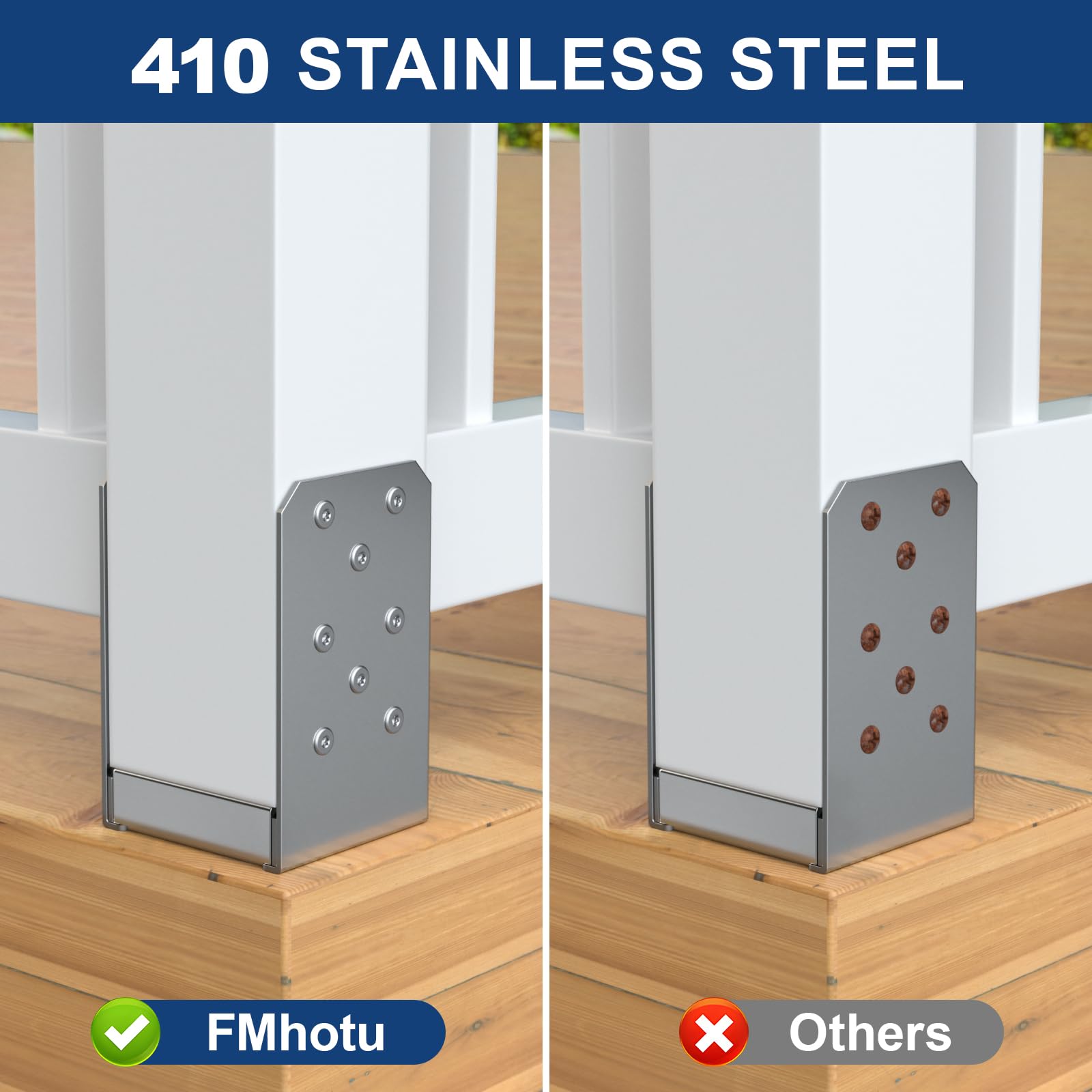 #8 x 1-5/8" Stainless Steel Deck Screws, 150Pcs Deck Screws T20 Star Bit, 410 Grade Stainless Steel, Rust Resistant Timber Screws for Log Landscaping Wood