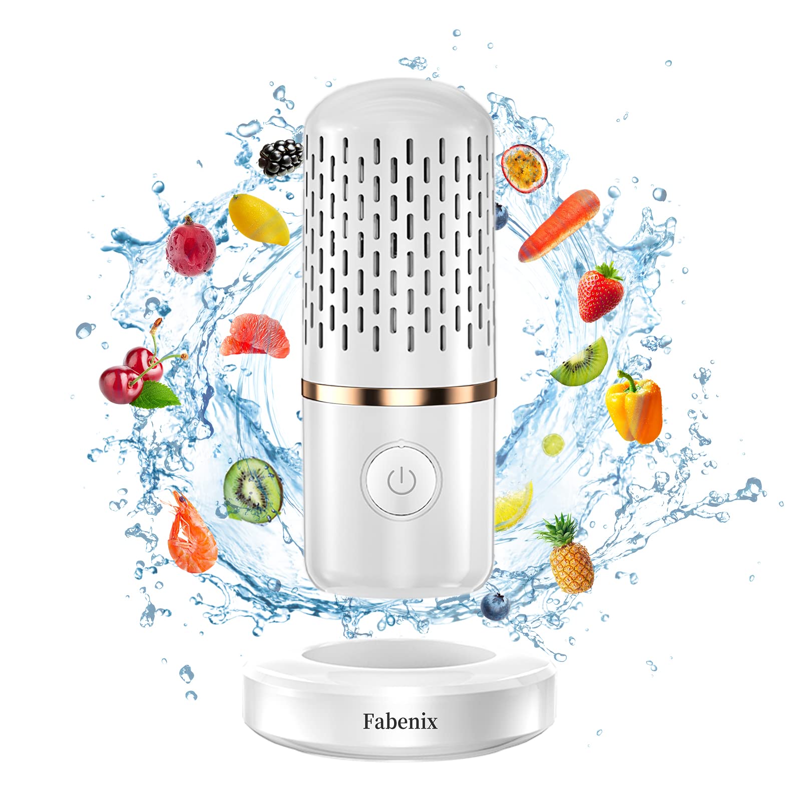 Fabenix Fruit and Vegetable Cleaning Machine, USB Wireless Food Purifier, Cleaner Device for Washing Fruits, Vegetables, Rice, Meat and Tableware (White)